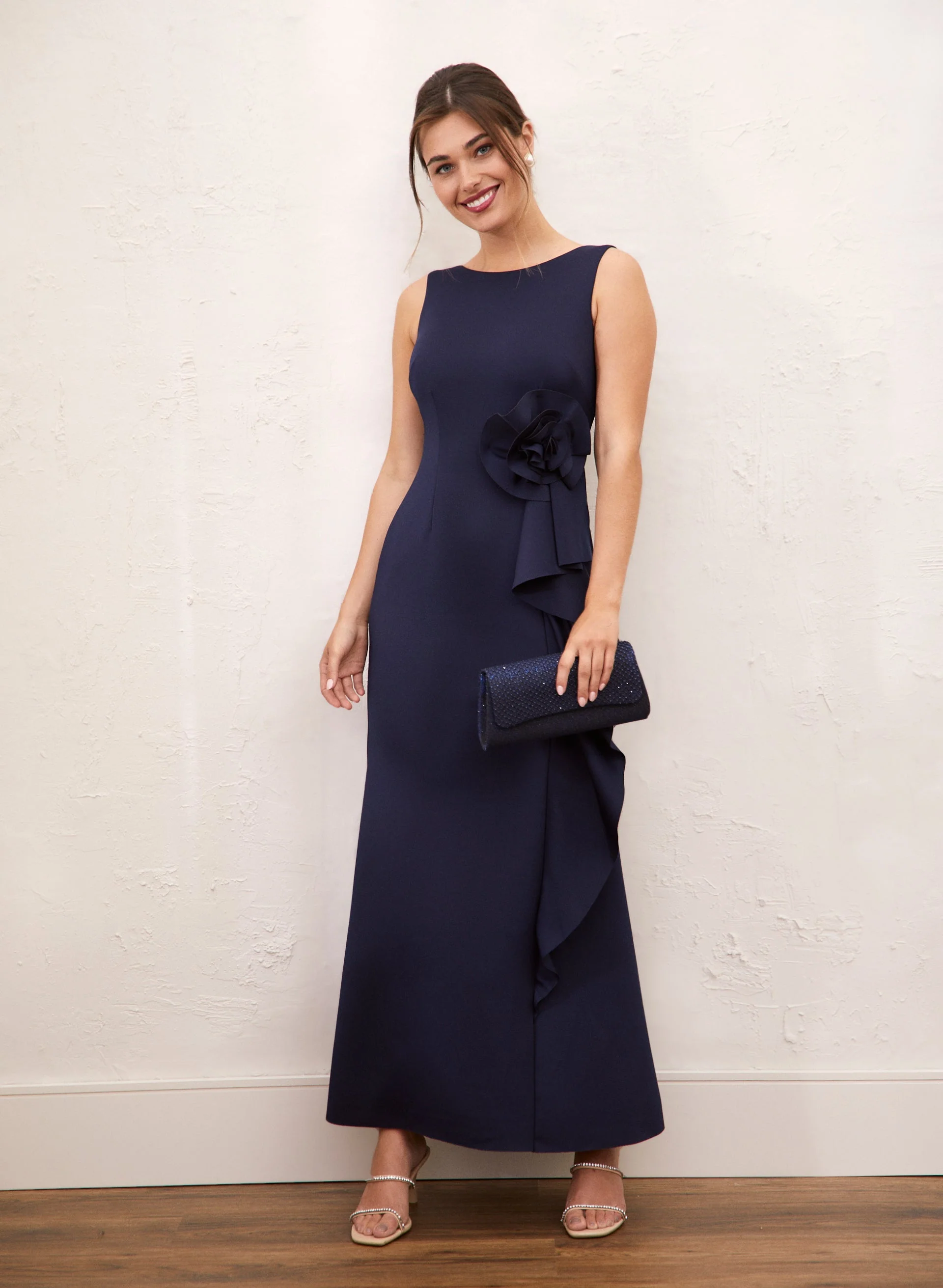 Rosette Detail Flounce Dress