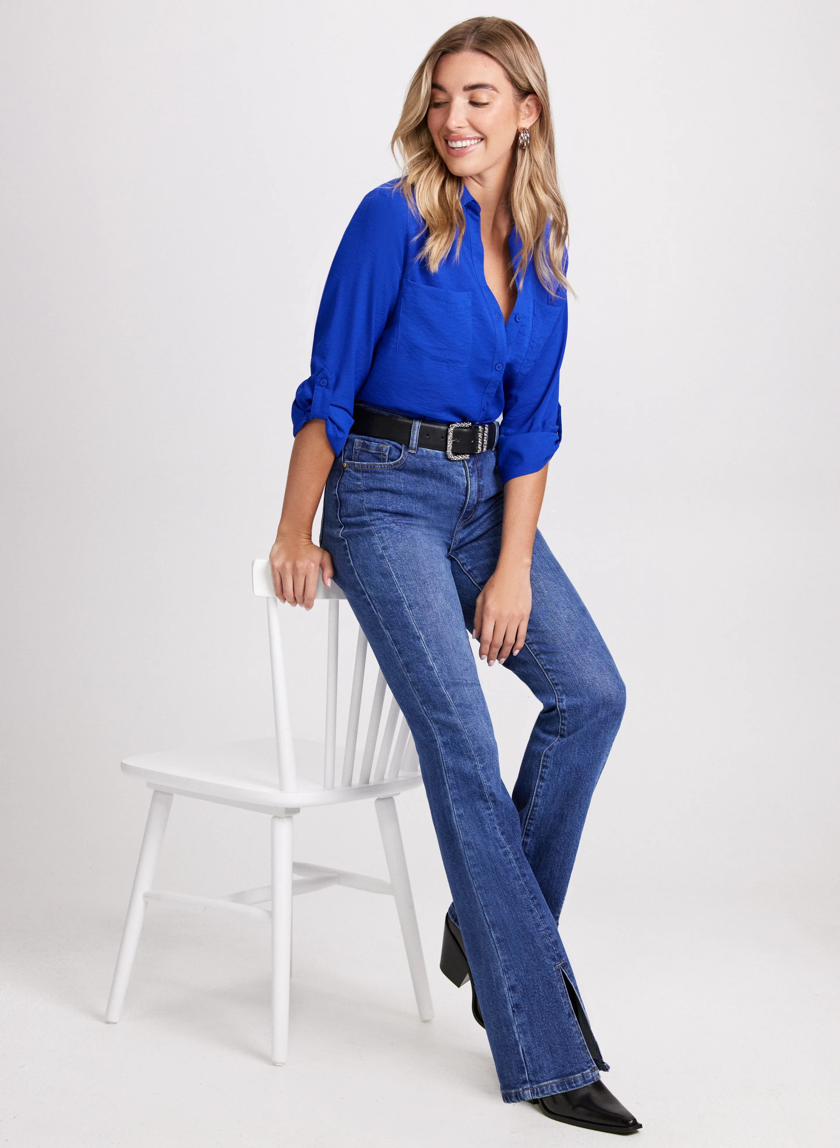Ruched Button-Down Blouse - Image 3