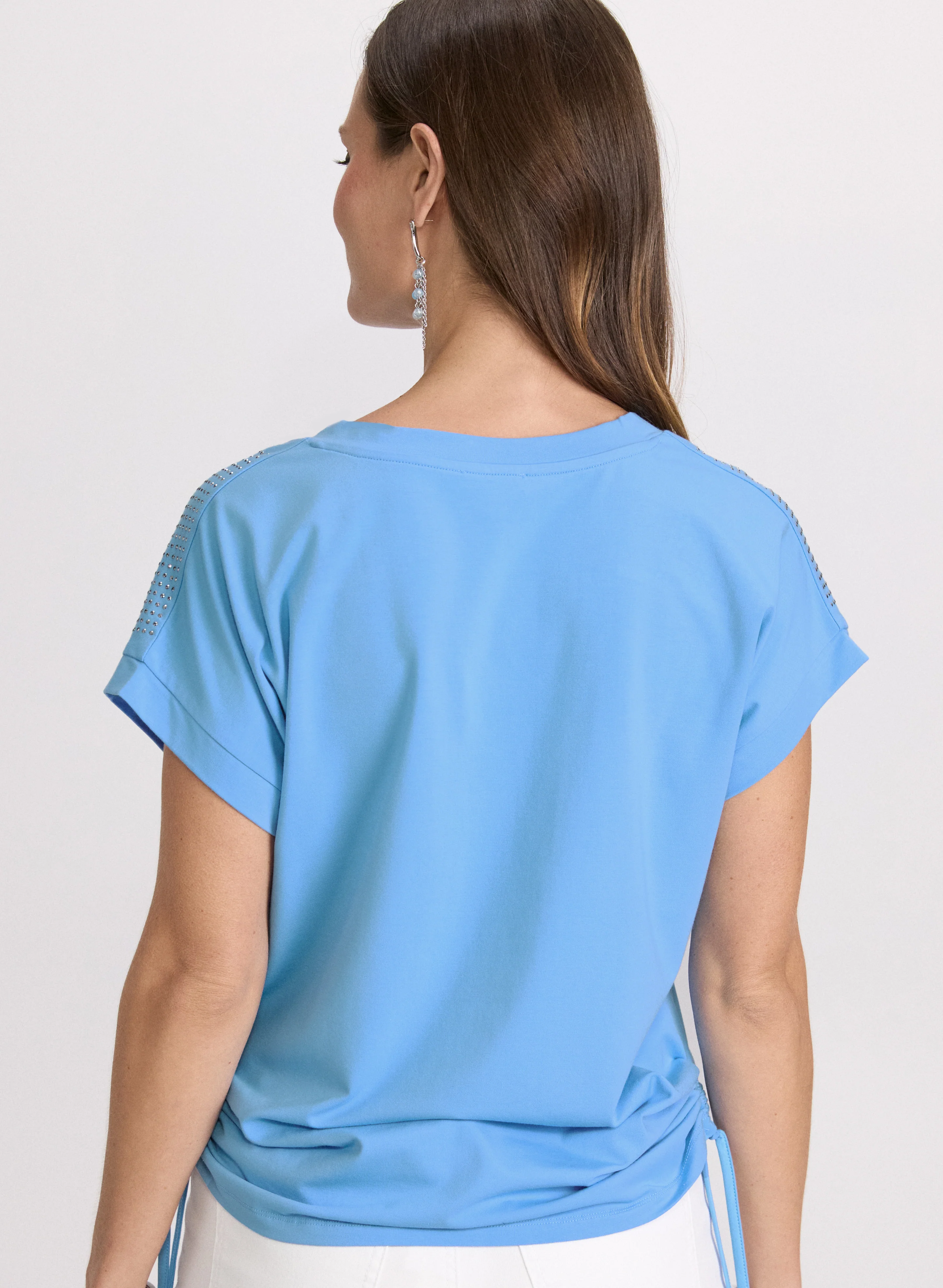 Ruched Rhinestone Detail T-Shirt - Image 4