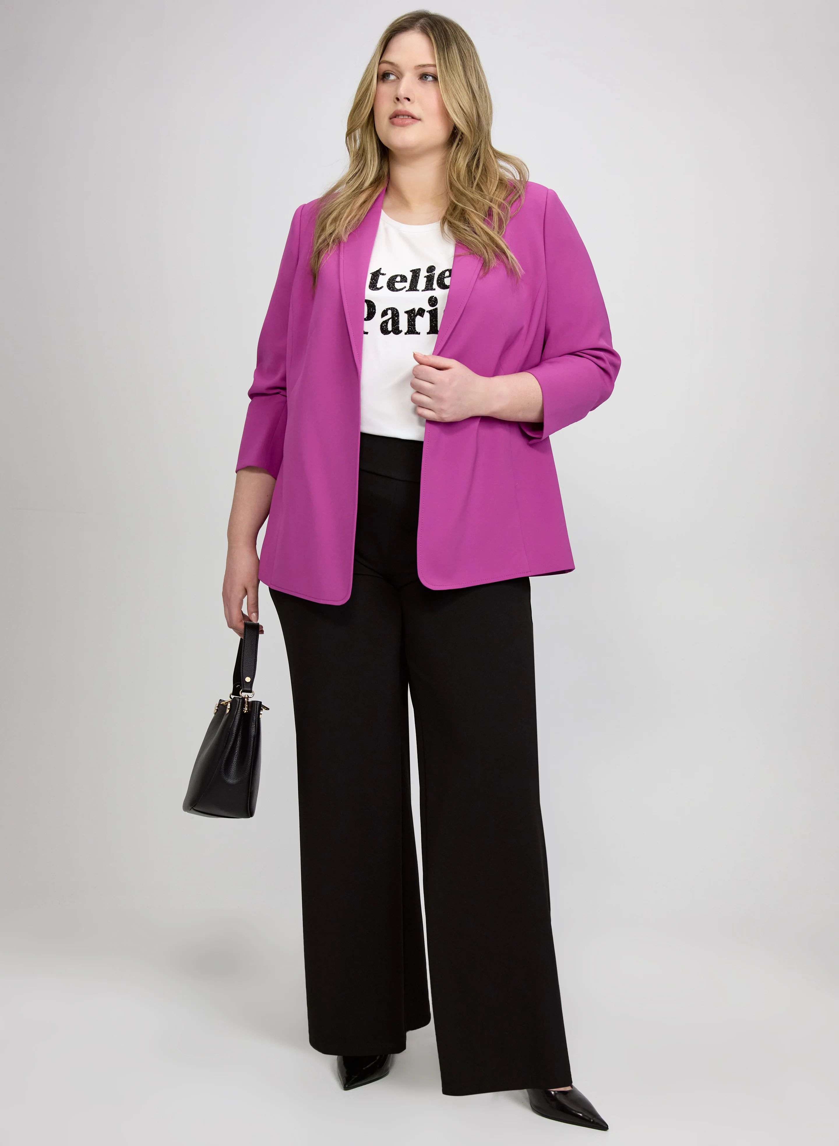 Ruched Sleeve Blazer & Pull-On Pants