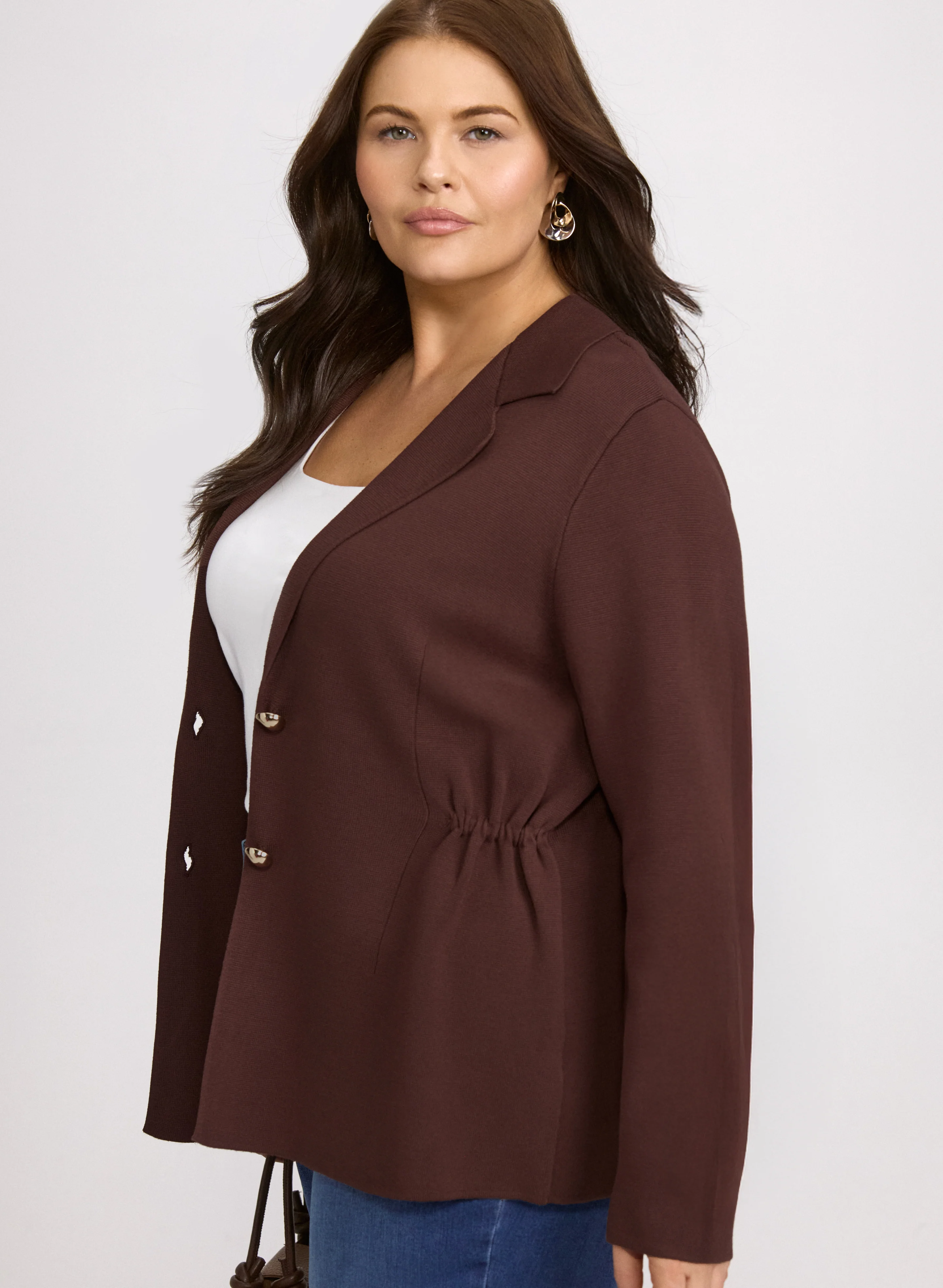 Ruched Waist Knit Blazer - Image 2
