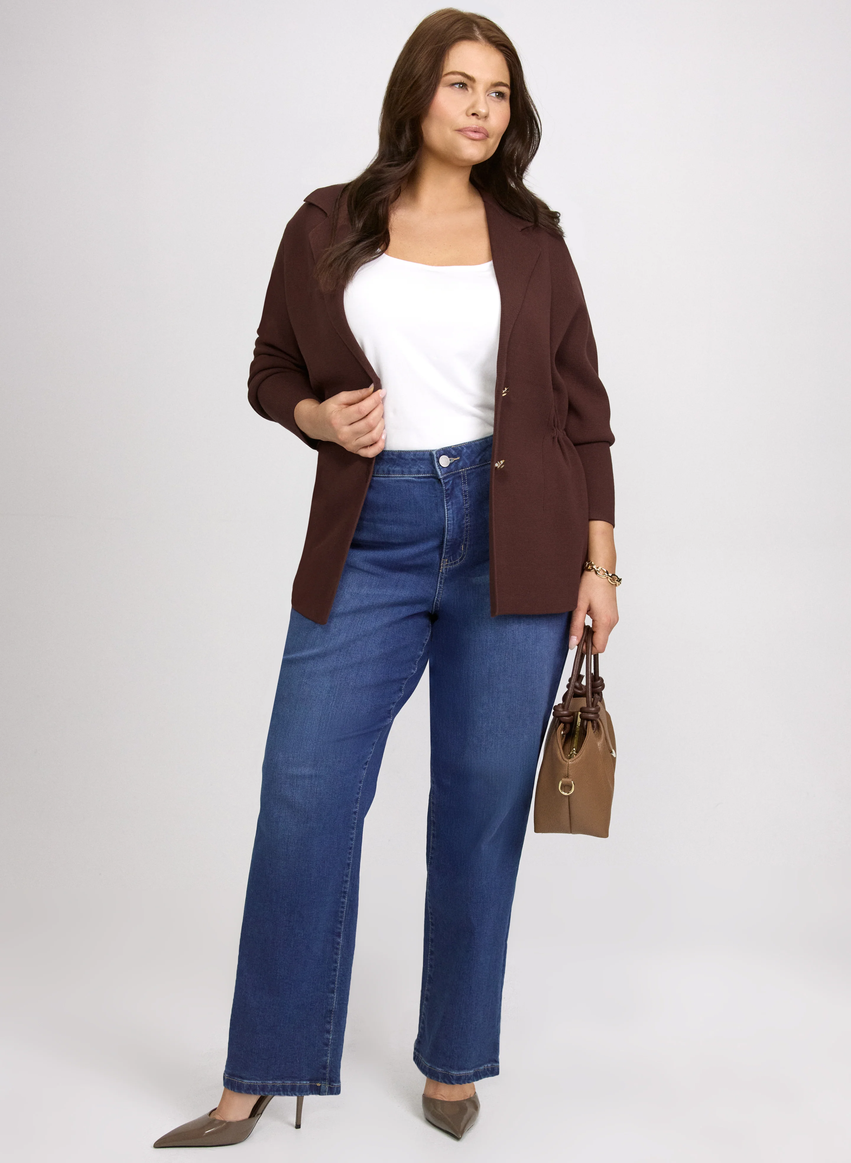 Ruched Waist Knit Blazer - Image 3