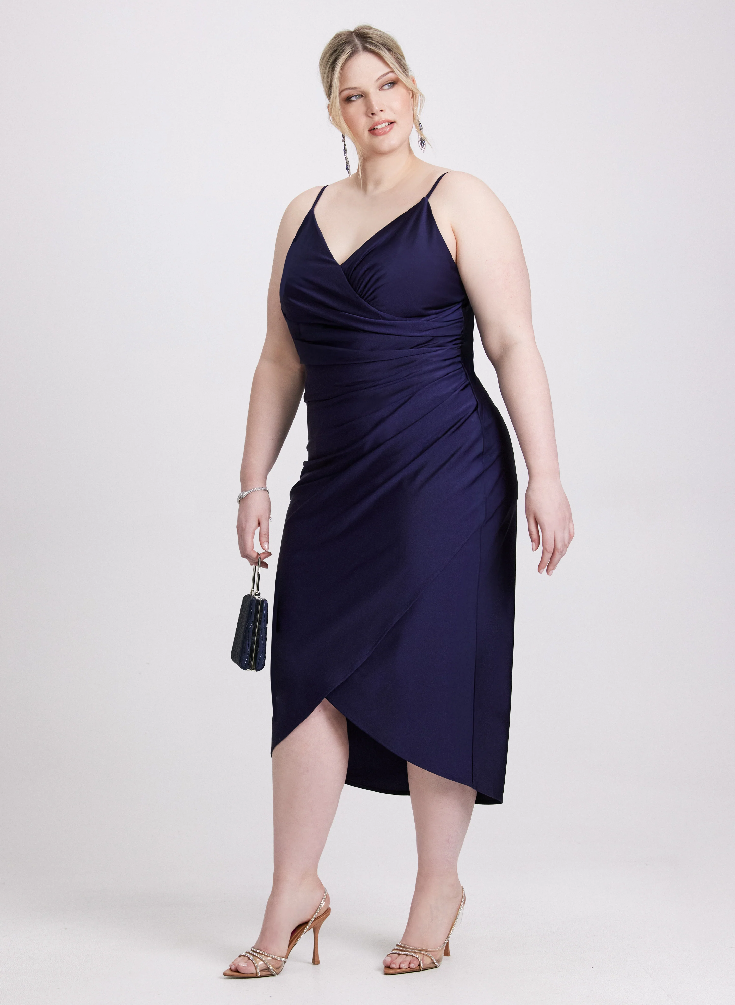 Sleeveless Ruched Wrap-Over Dress - Image 2