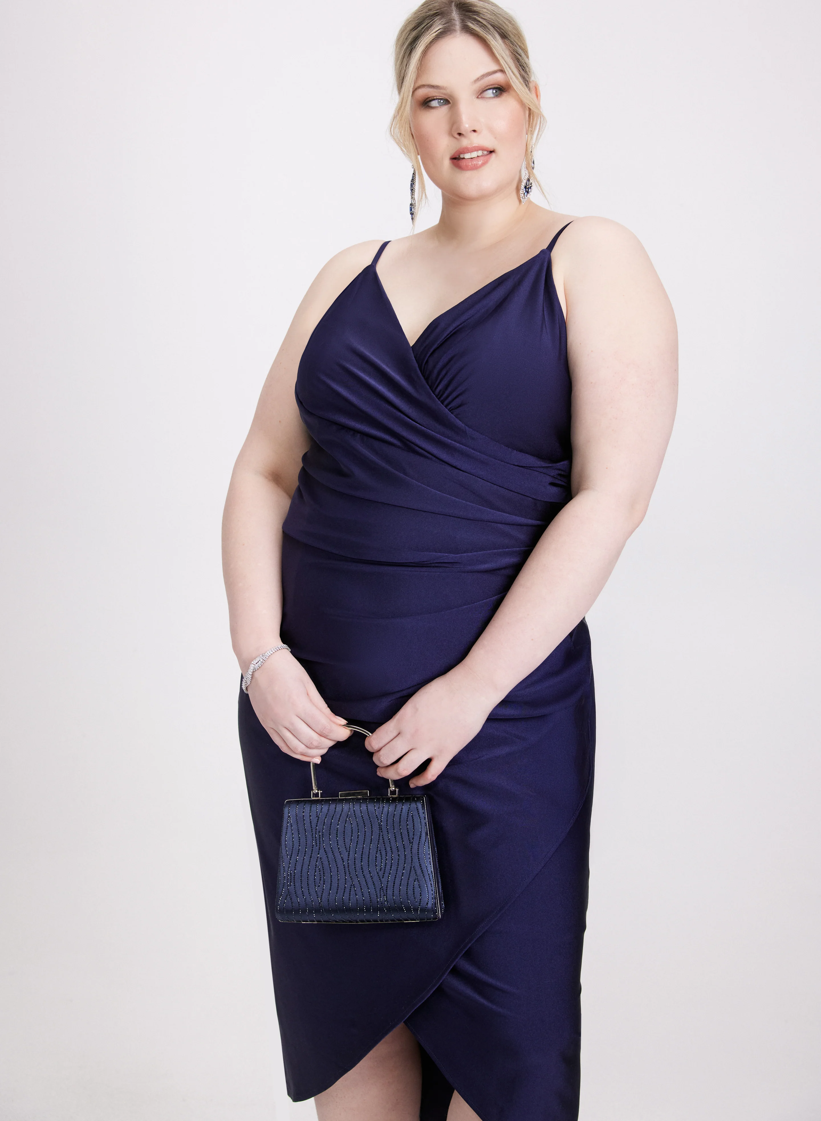 Sleeveless Ruched Wrap-Over Dress - Image 7