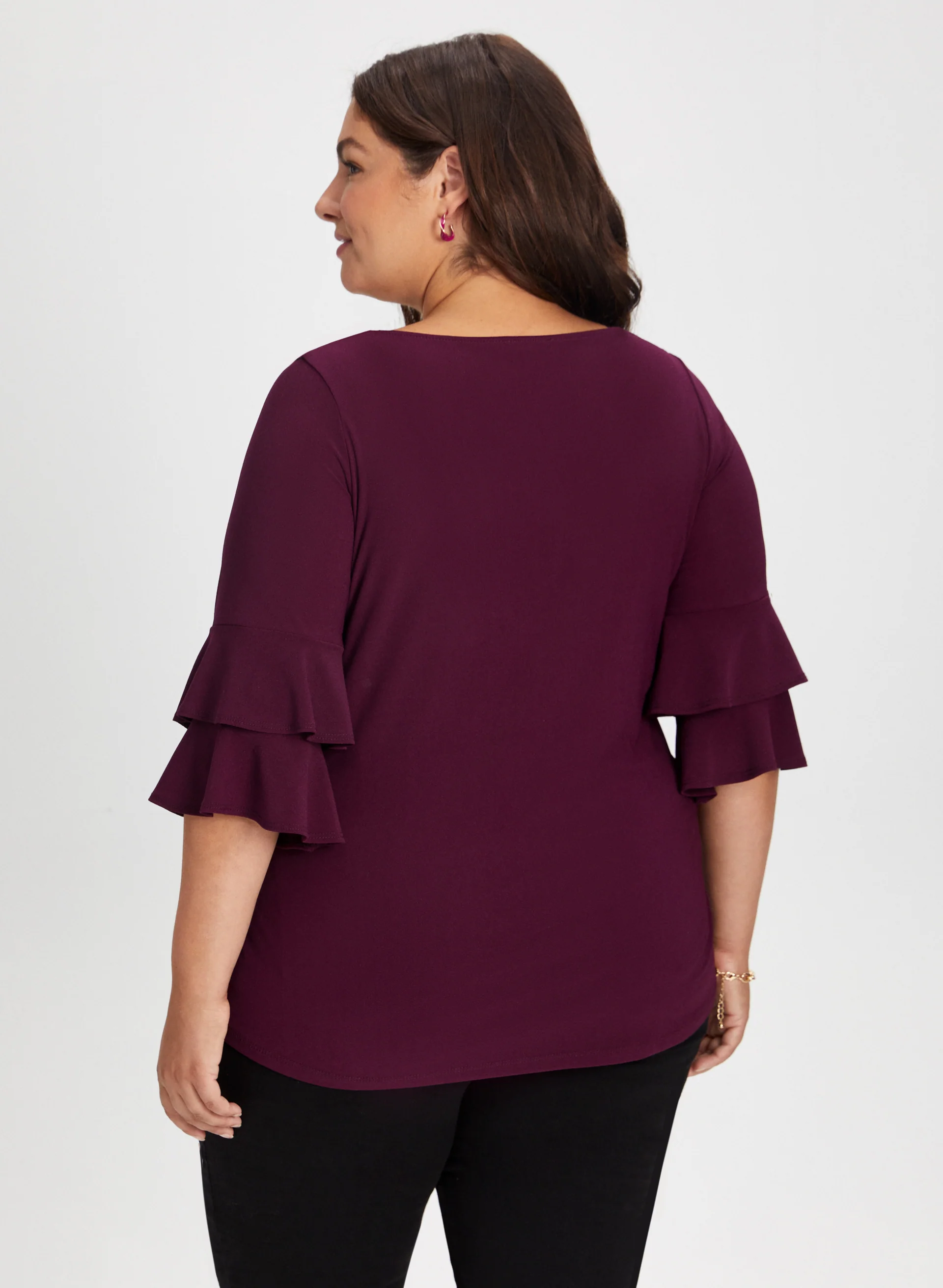 Ruffle Sleeve Keyhole Top - Image 4