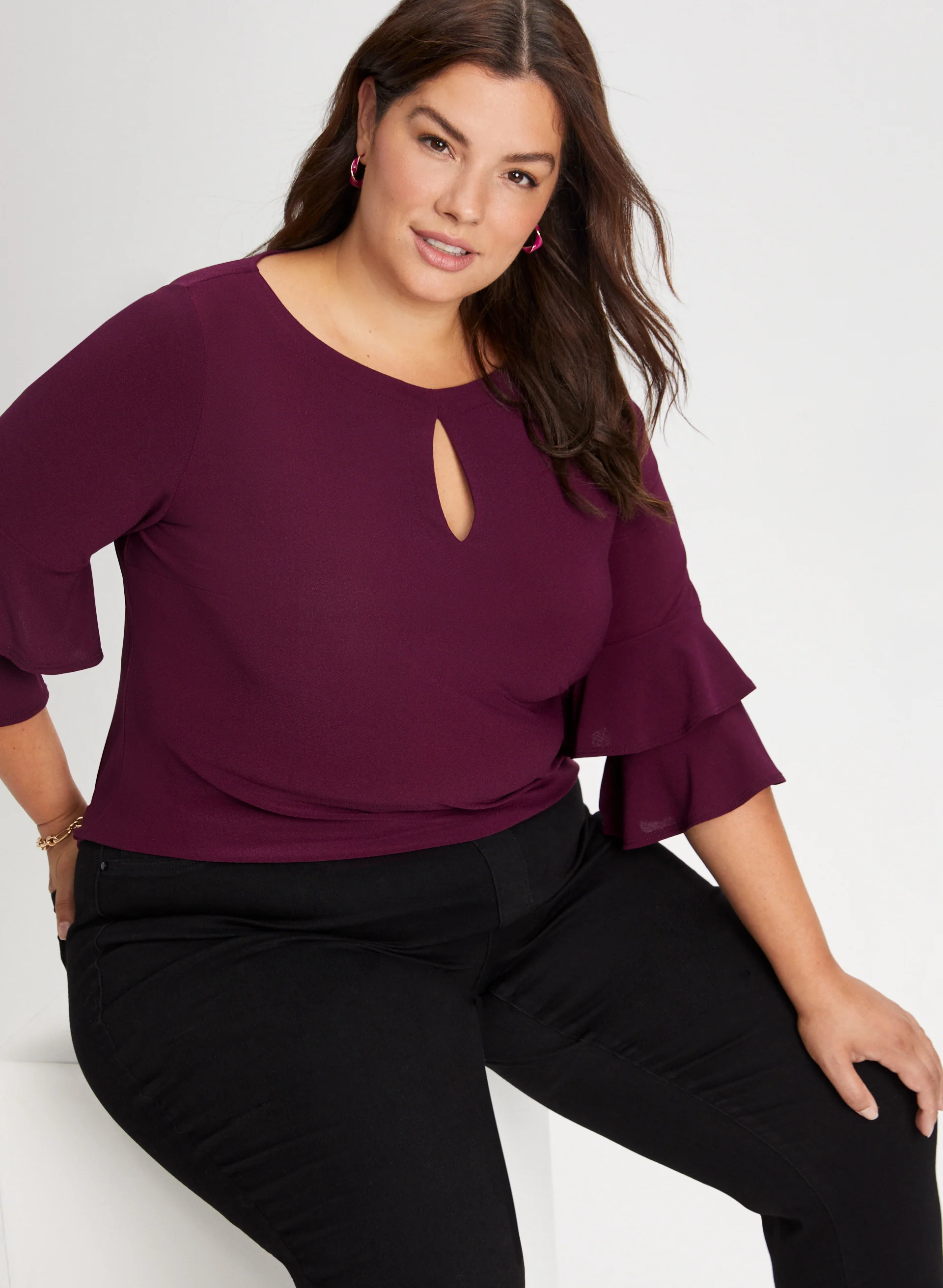Ruffle Sleeve Keyhole Top - Image 5