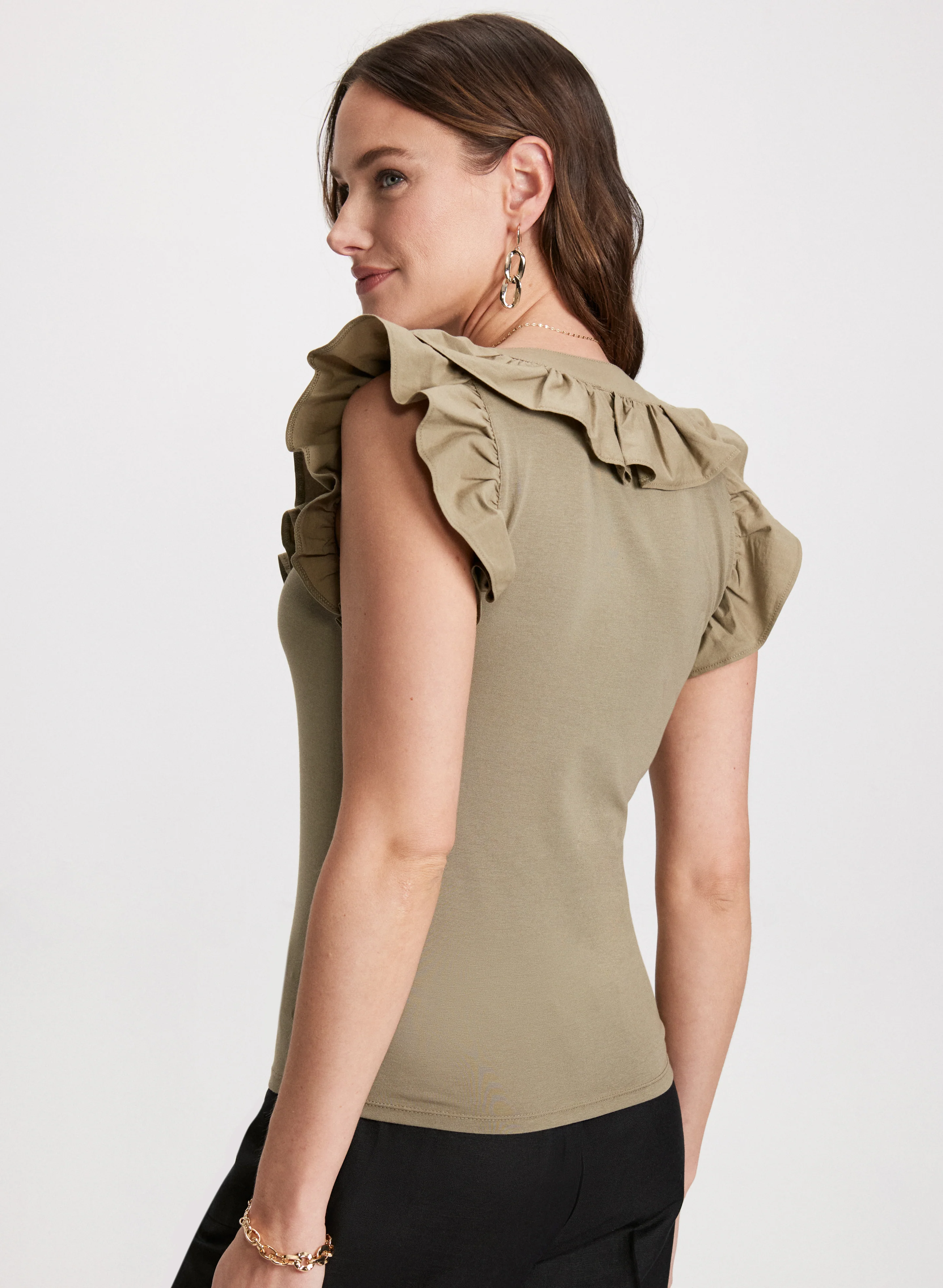 Ruffled Button-Front T-Shirt - Image 4