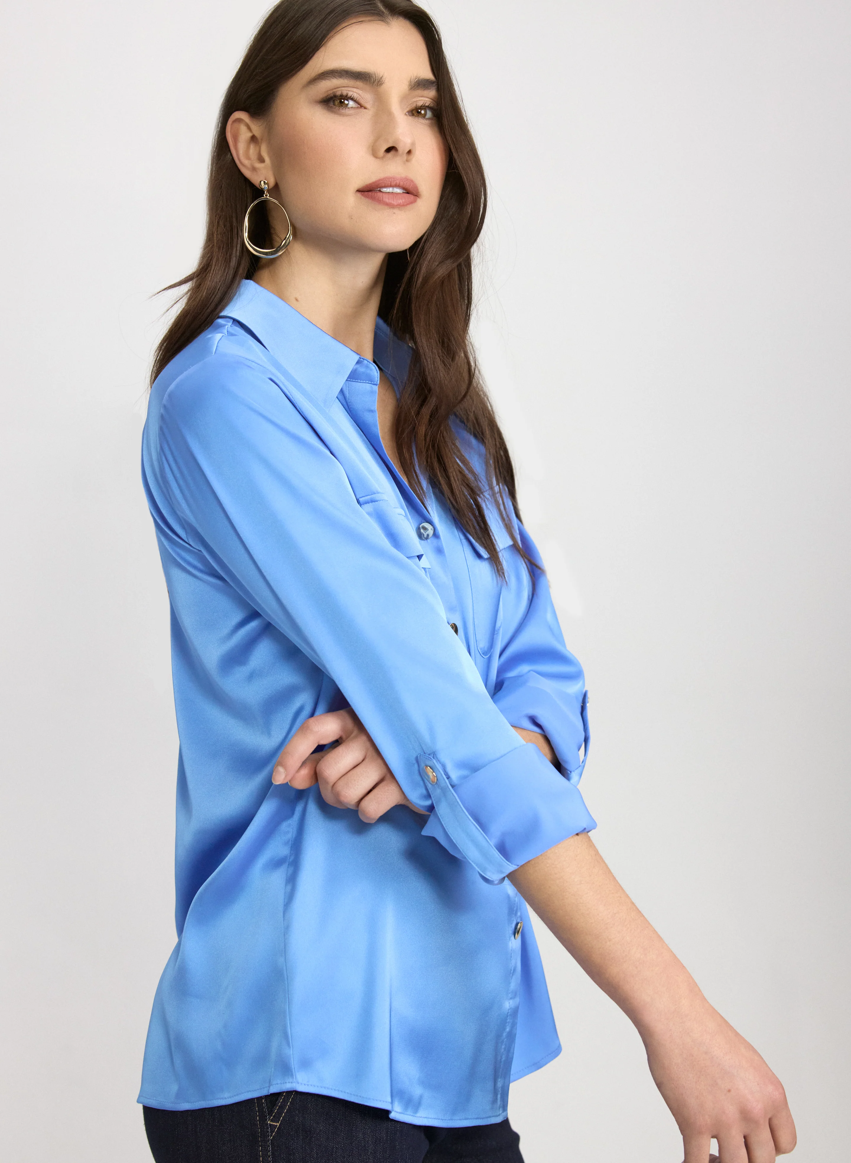 Satin Button-Down Blouse - Image 2