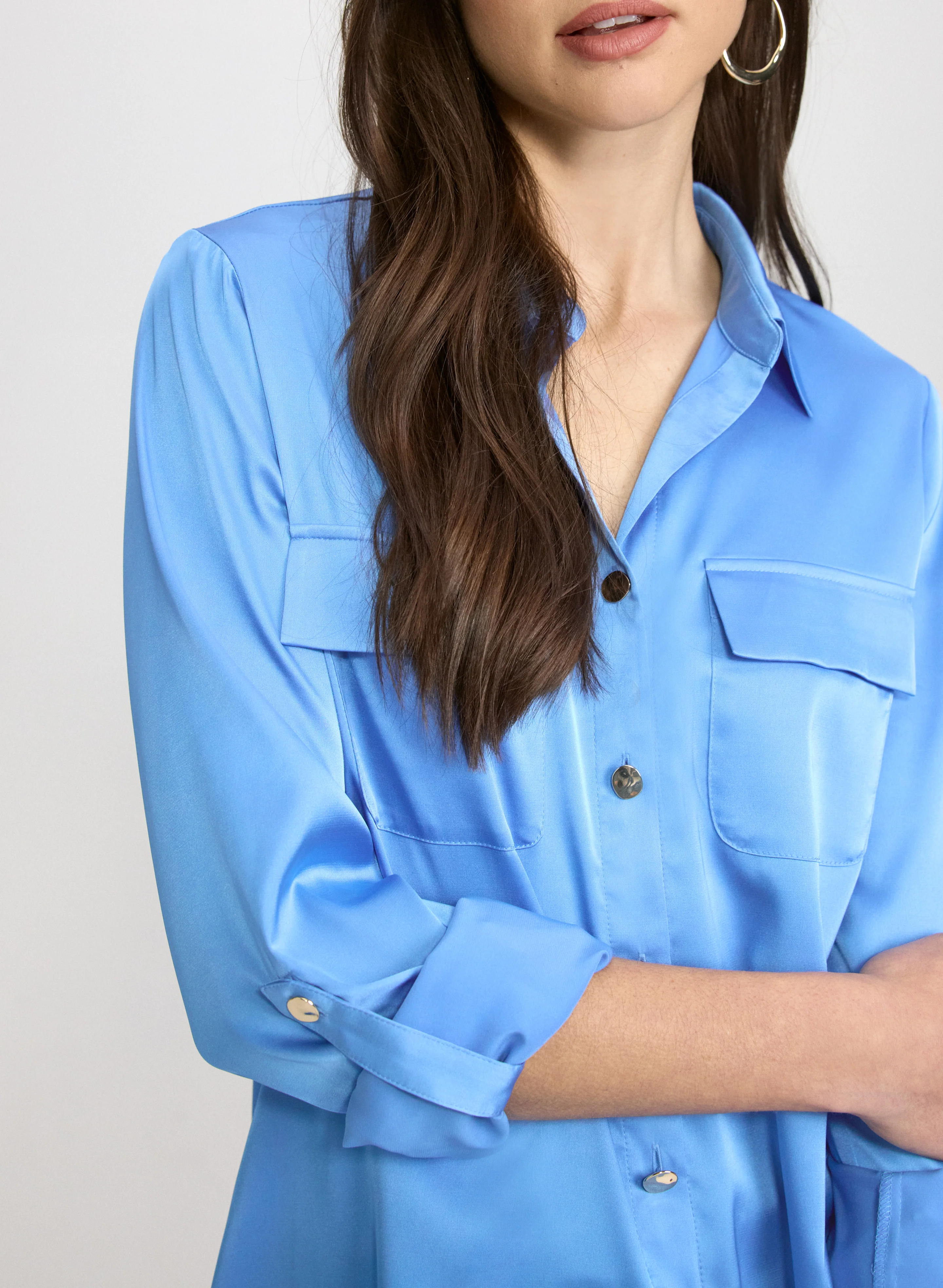 Satin Button-Down Blouse - Image 5