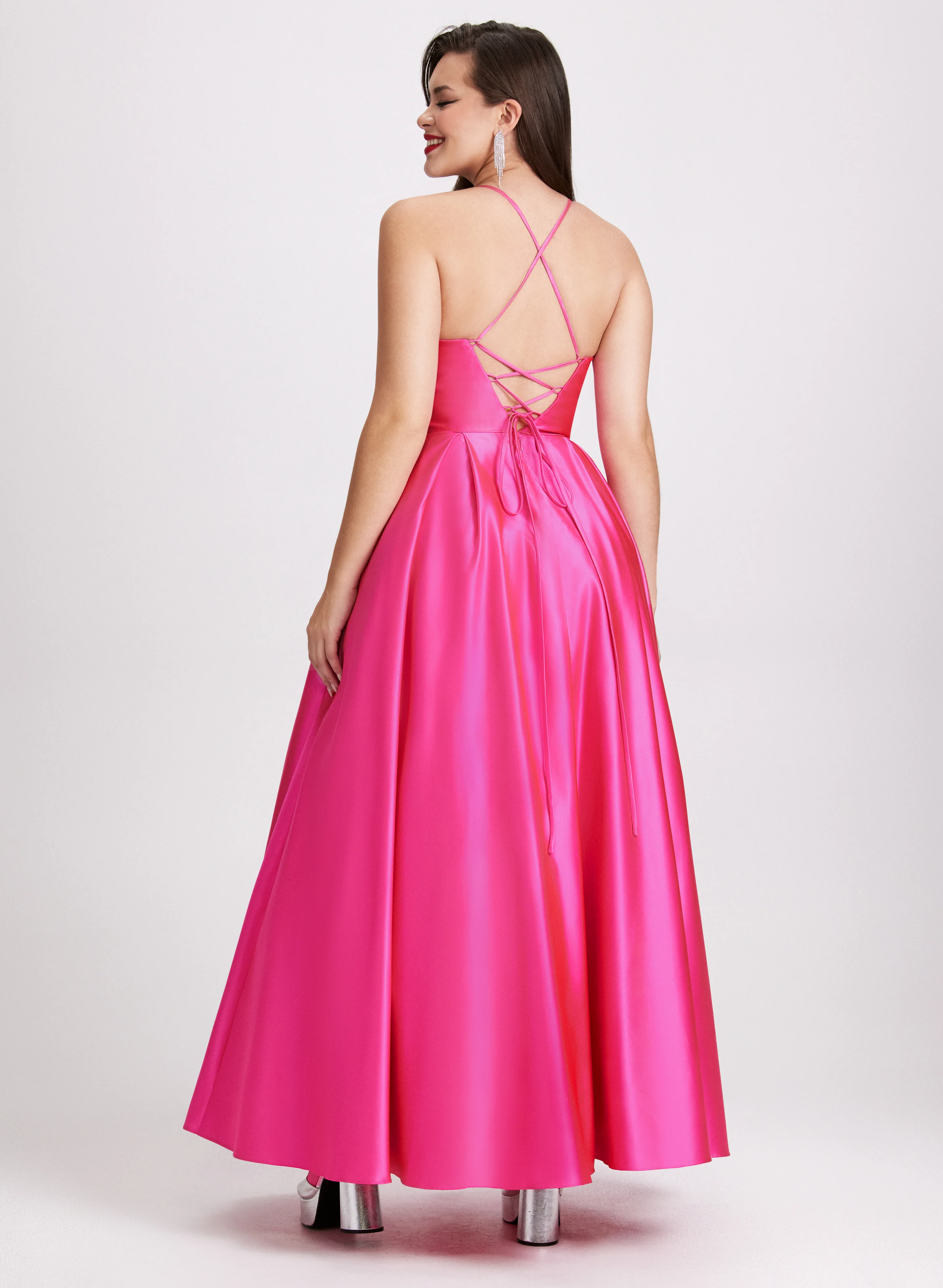 Satin Fit & Flare Ball Gown - Image 4