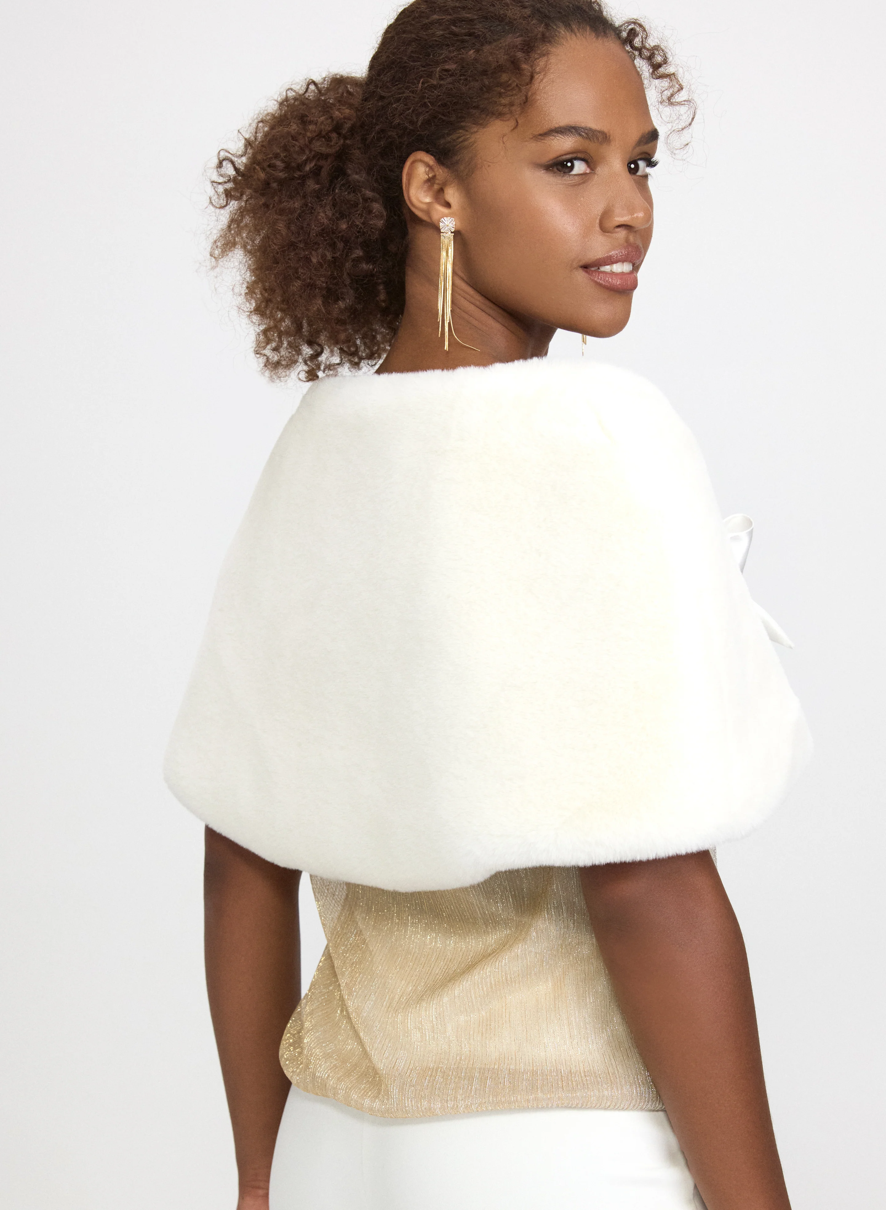 Satin Tie Faux-Fur Stole - Image 4