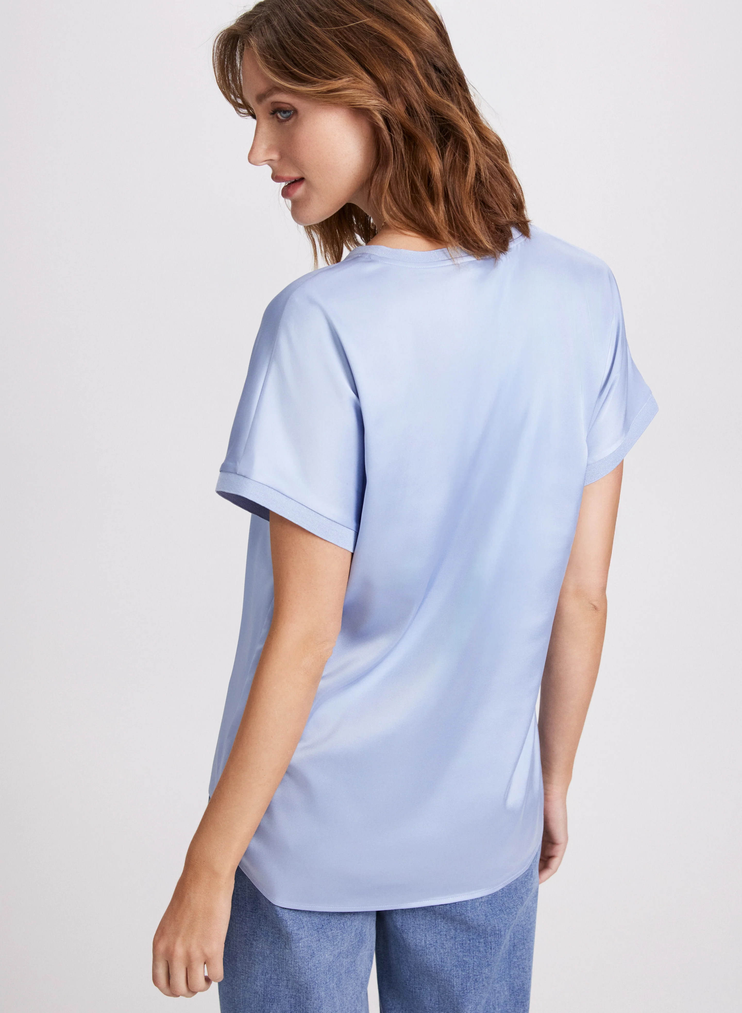 Satin V-Neck Blouse - Image 4