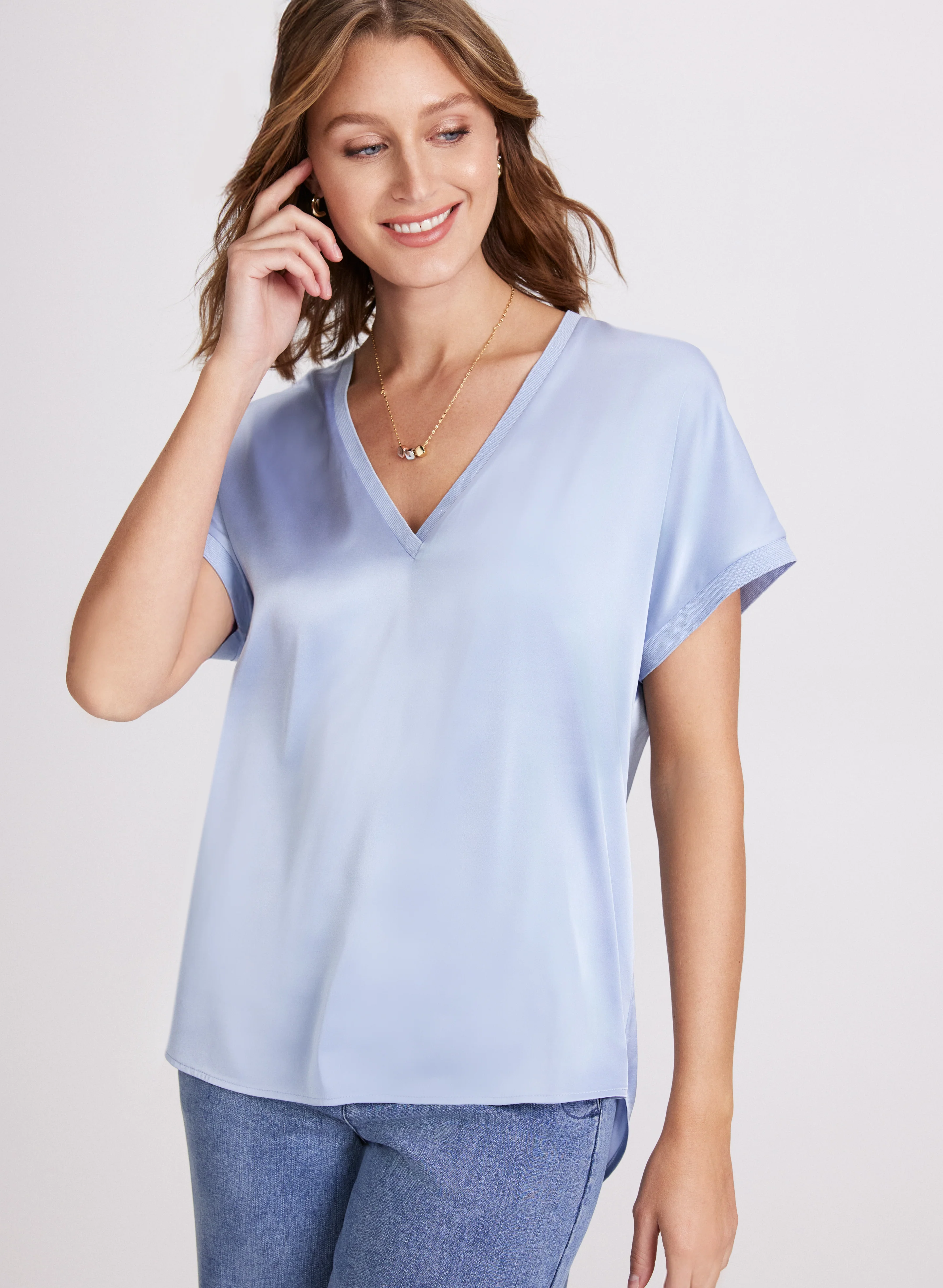 Satin V-Neck Blouse - Image 5