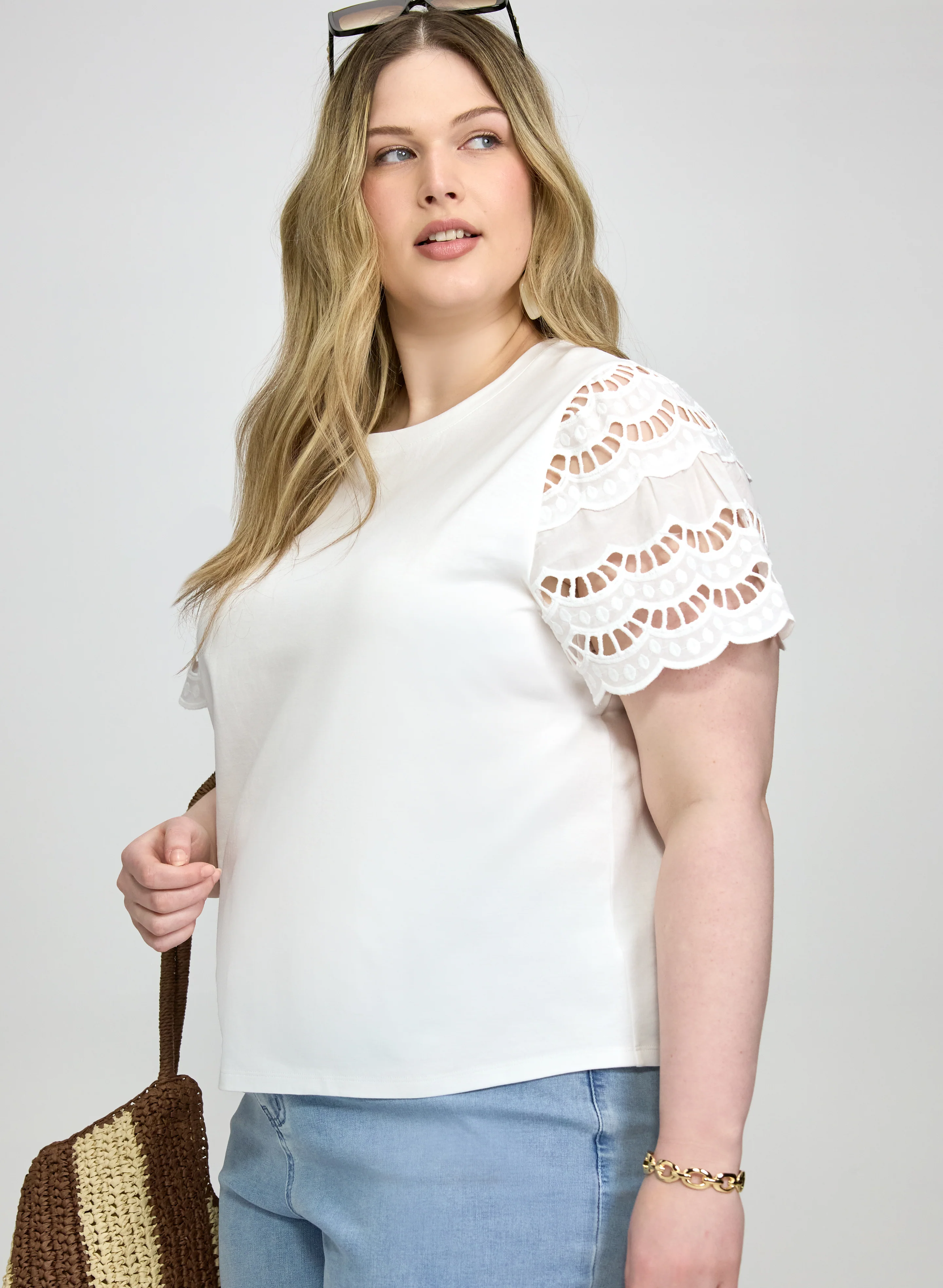 Scalloped Cotton-Blend T-Shirt - Image 2