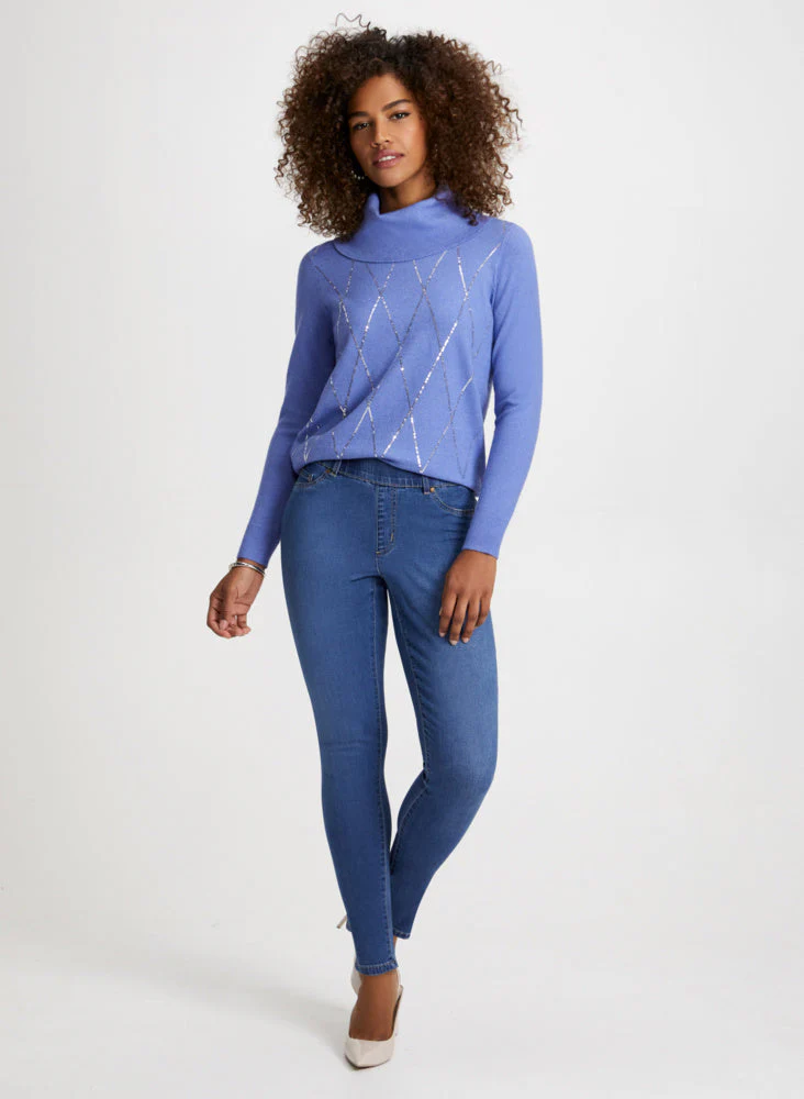 Sequin Detail Sweater & Slim Leg Jeans