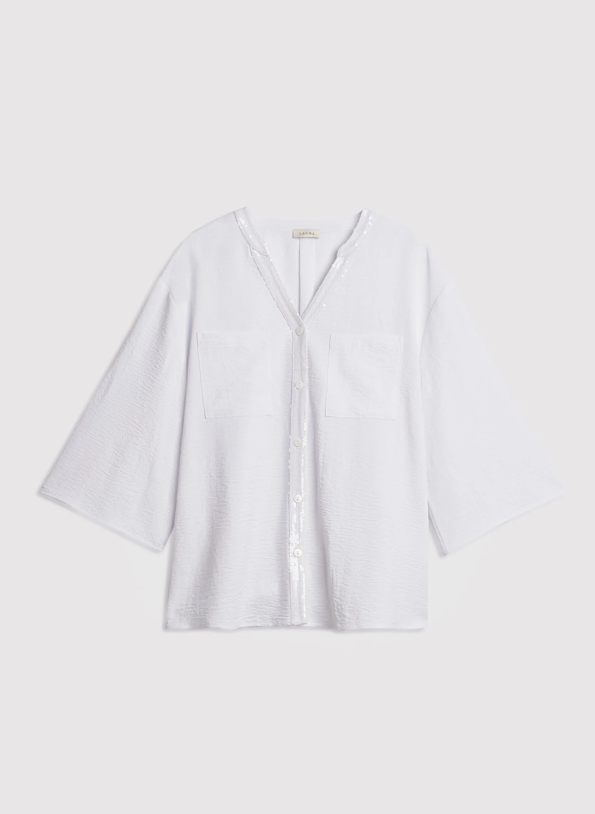 Sequin Detail V-Neck Blouse - Image 5