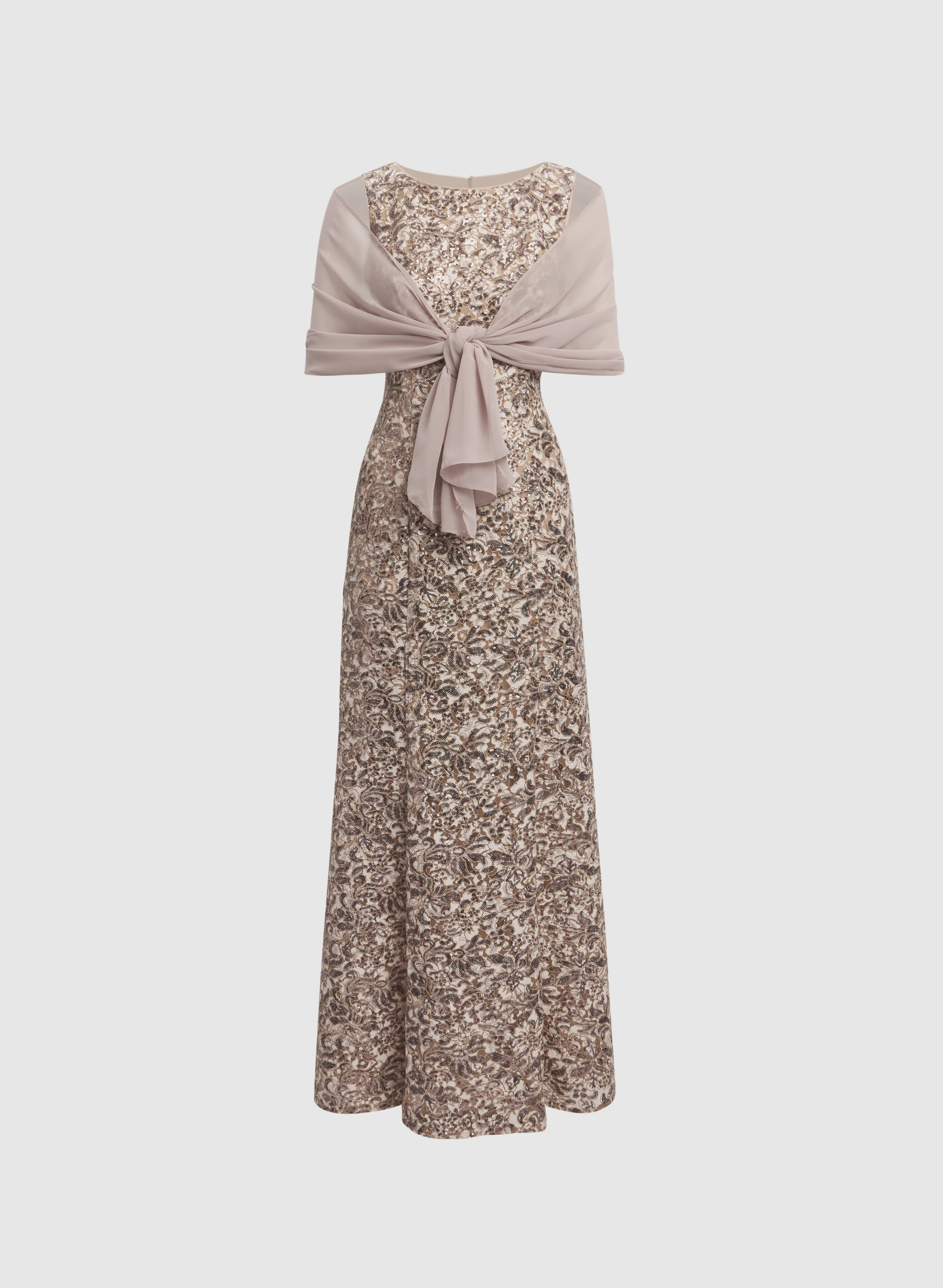 Sequin Dress & Chiffon Shawl Set - Image 6