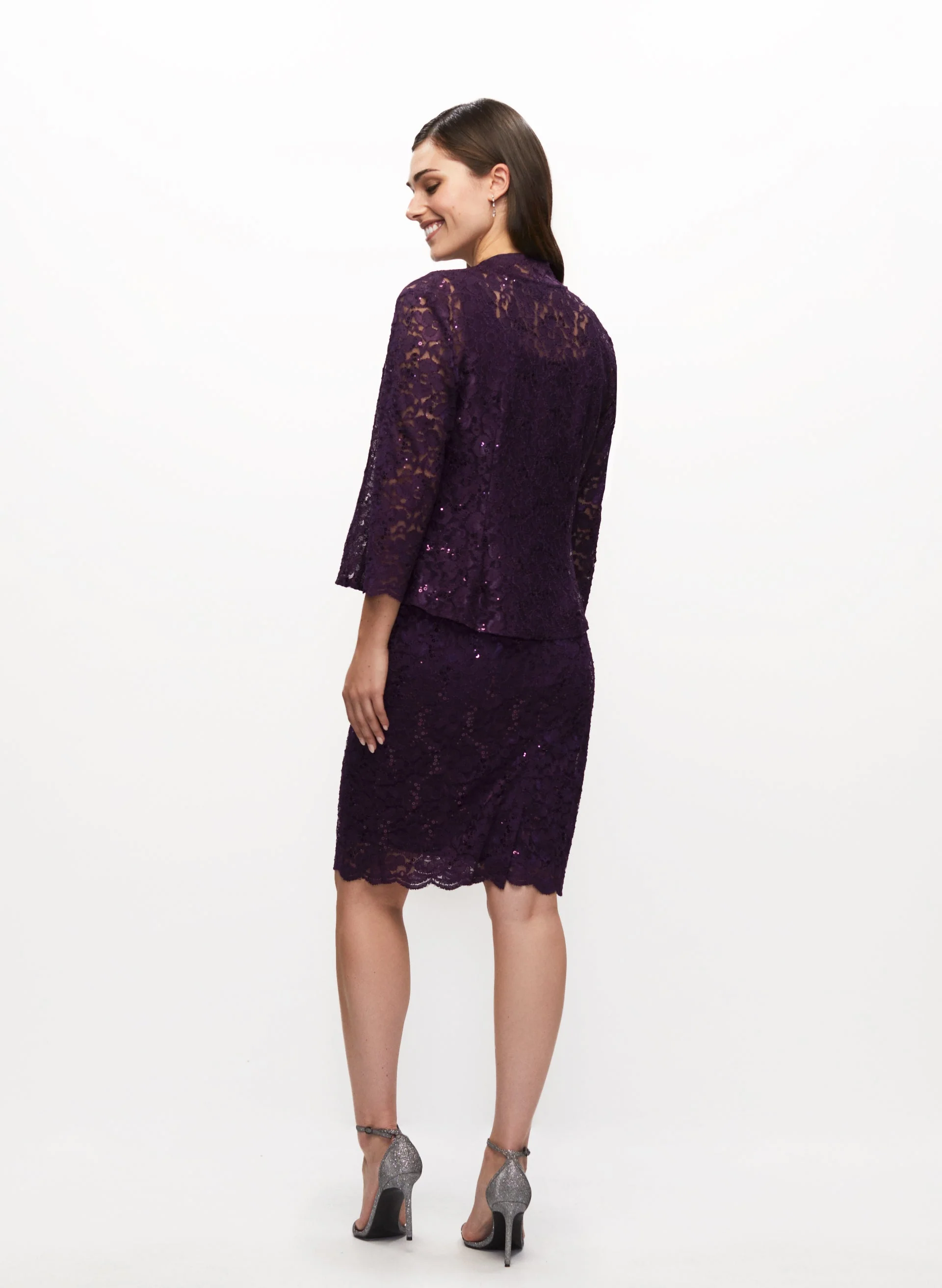 Sequin Lace Dress & Jacket Set - Image 3