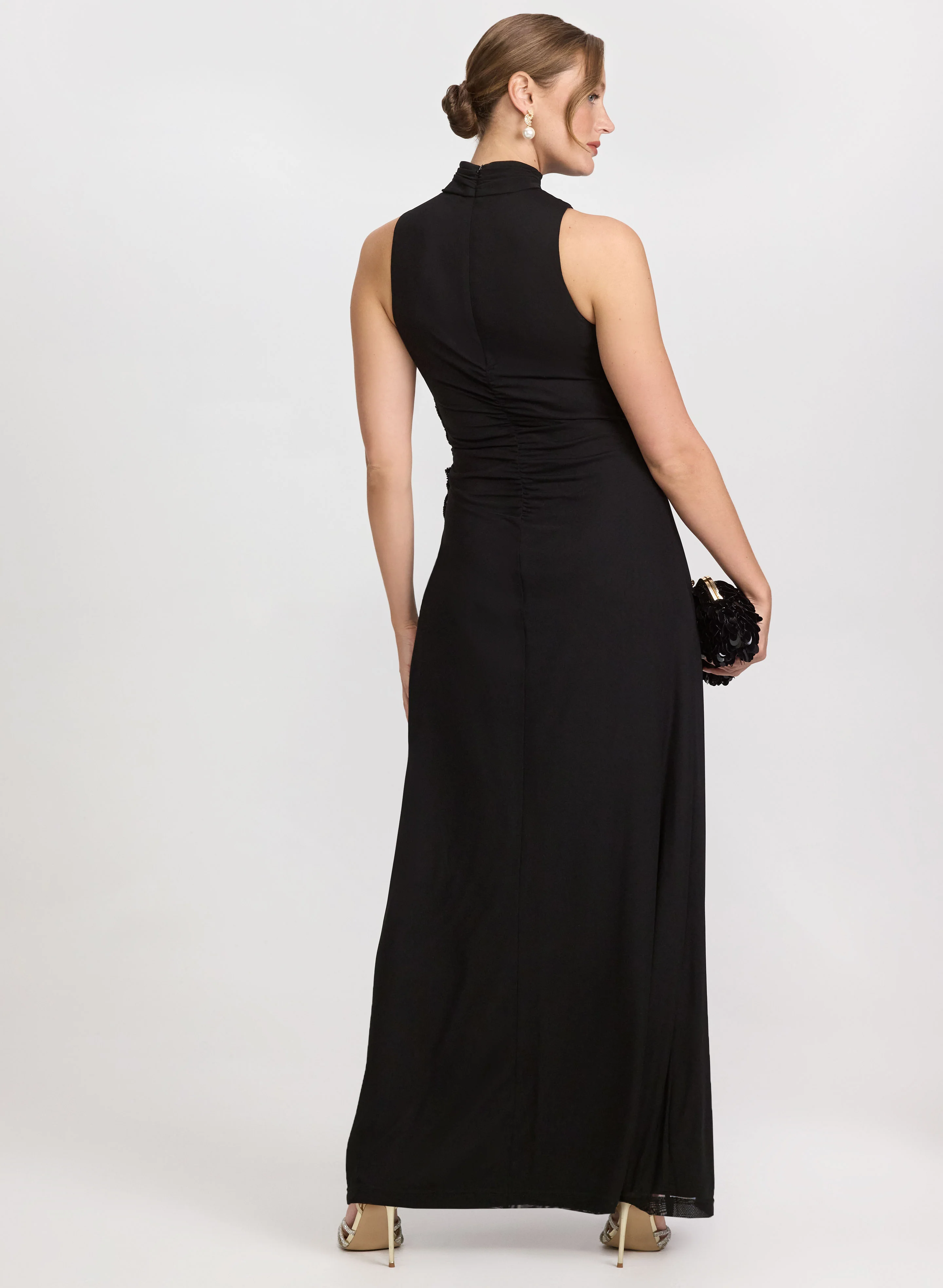 Sequined Floral Applique Dress - Image 4