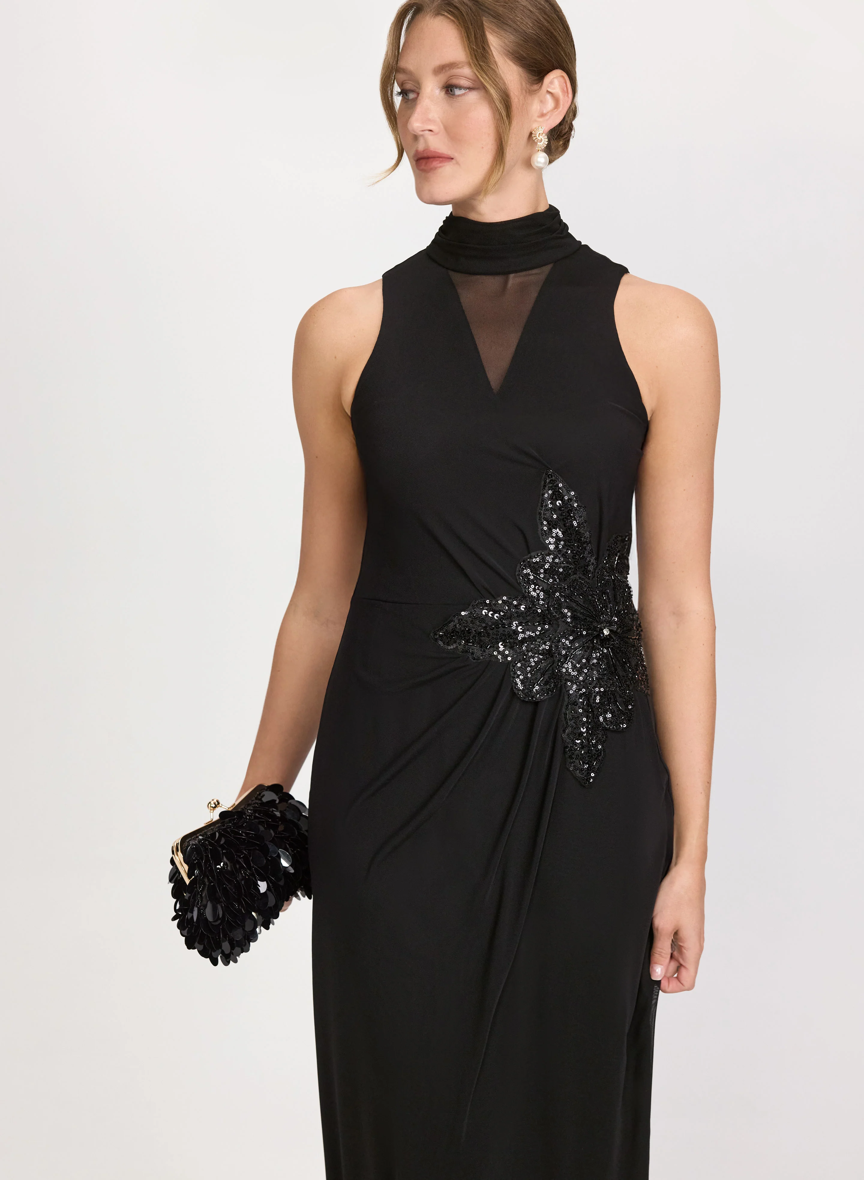 Sequined Floral Applique Dress - Image 5