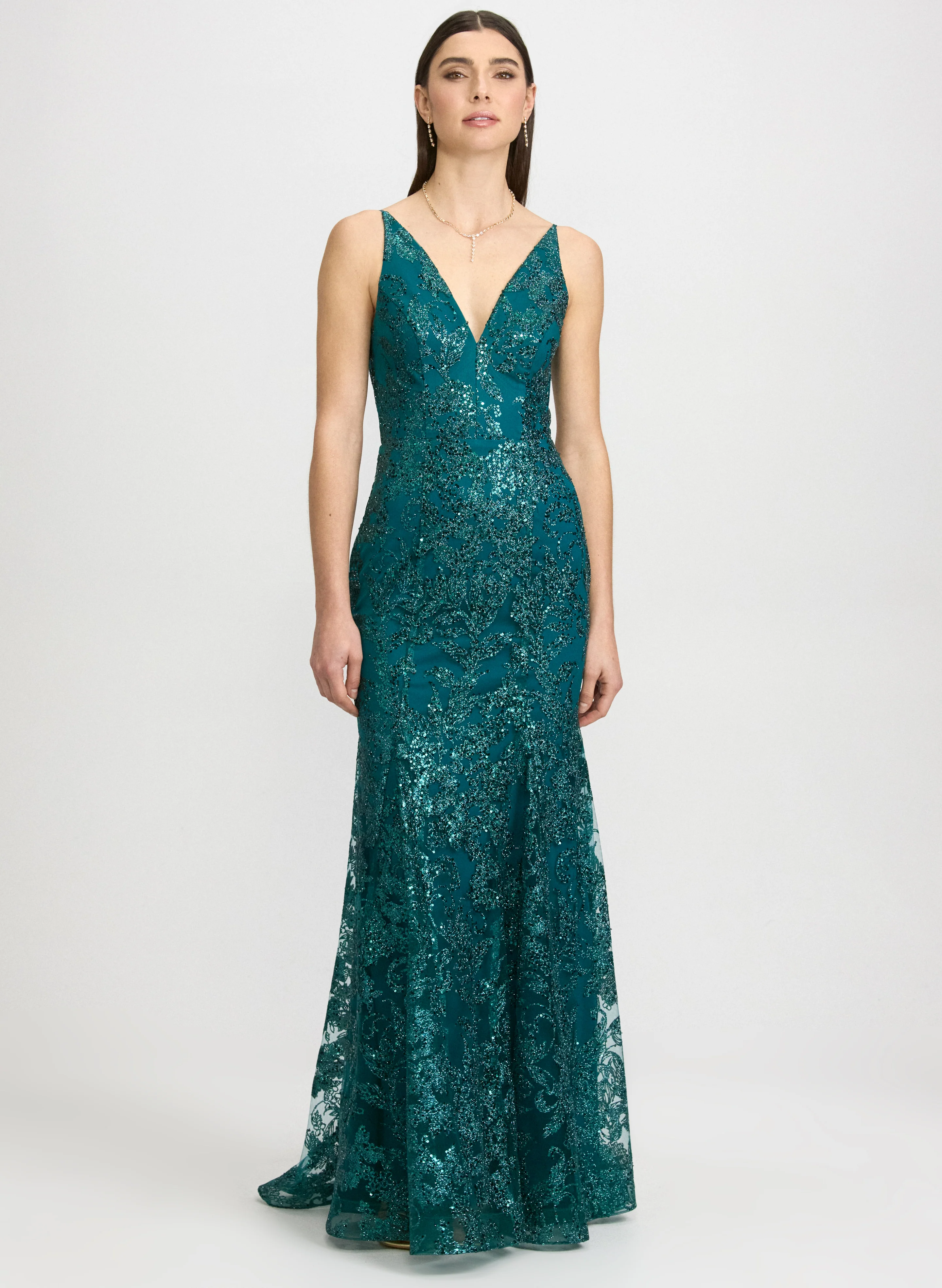 Sequined Floral Dress