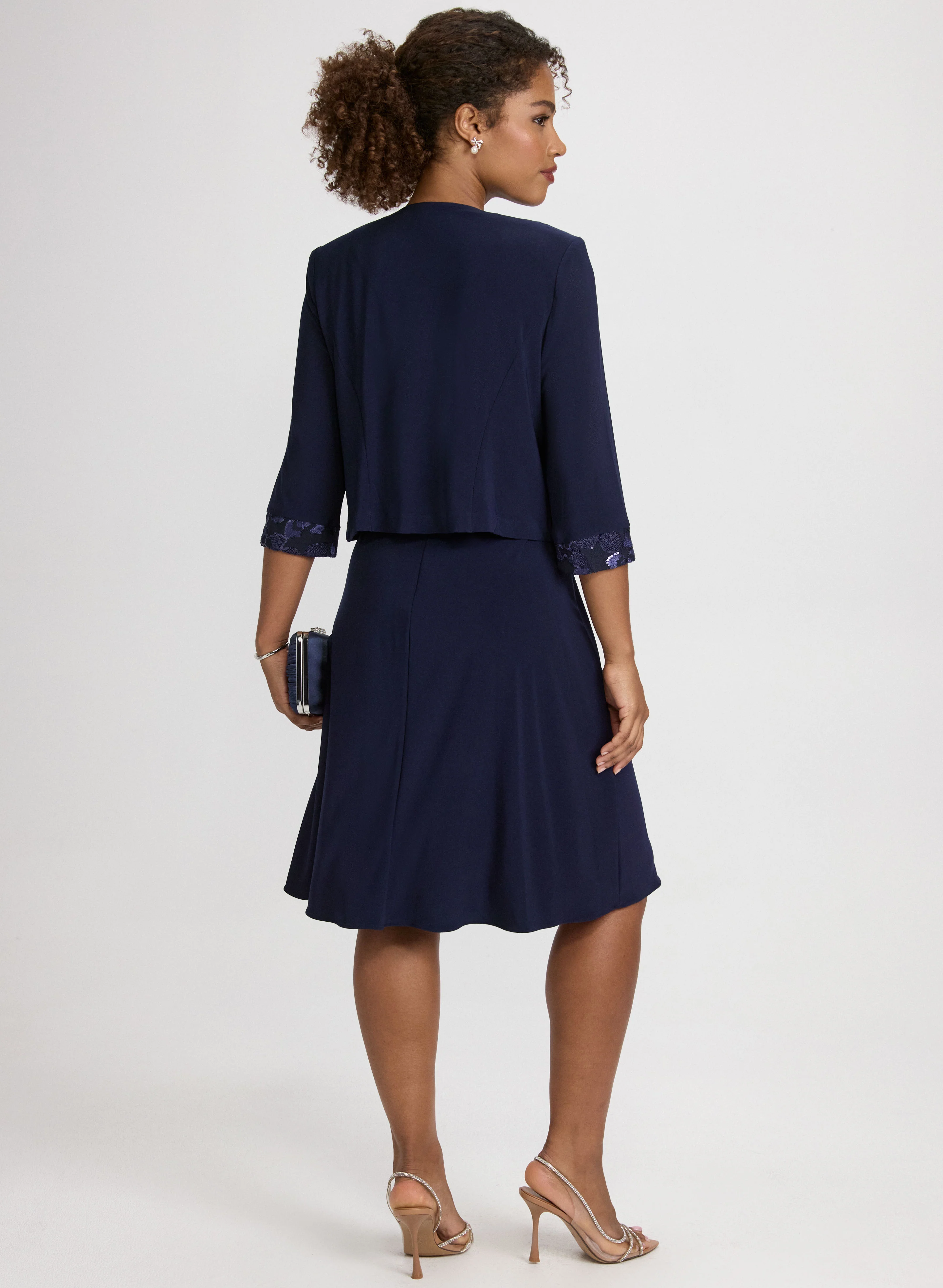 Sequined Floral Jacket & Dress Set - Image 4