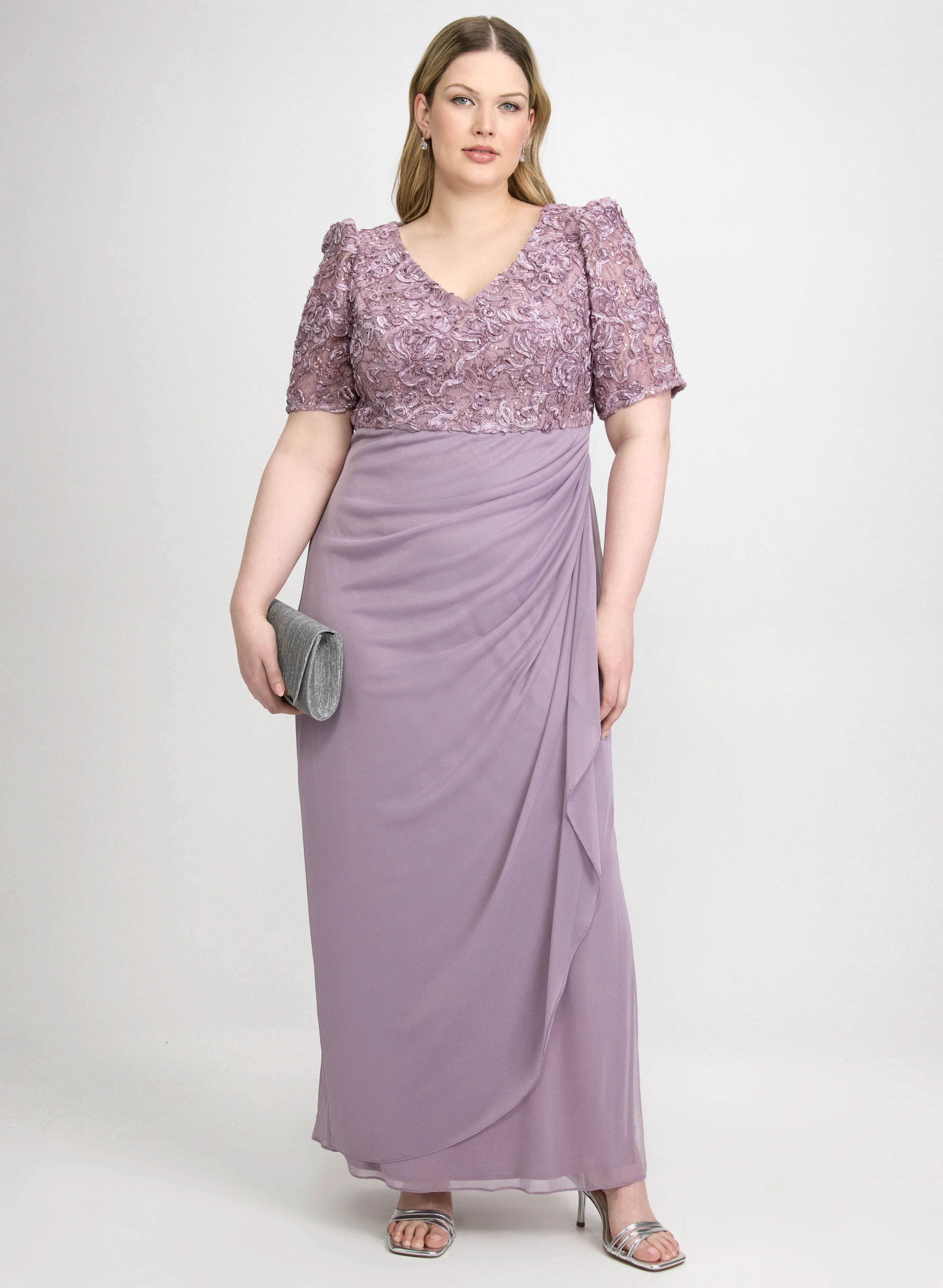 Sequined Lace Bodice Dress