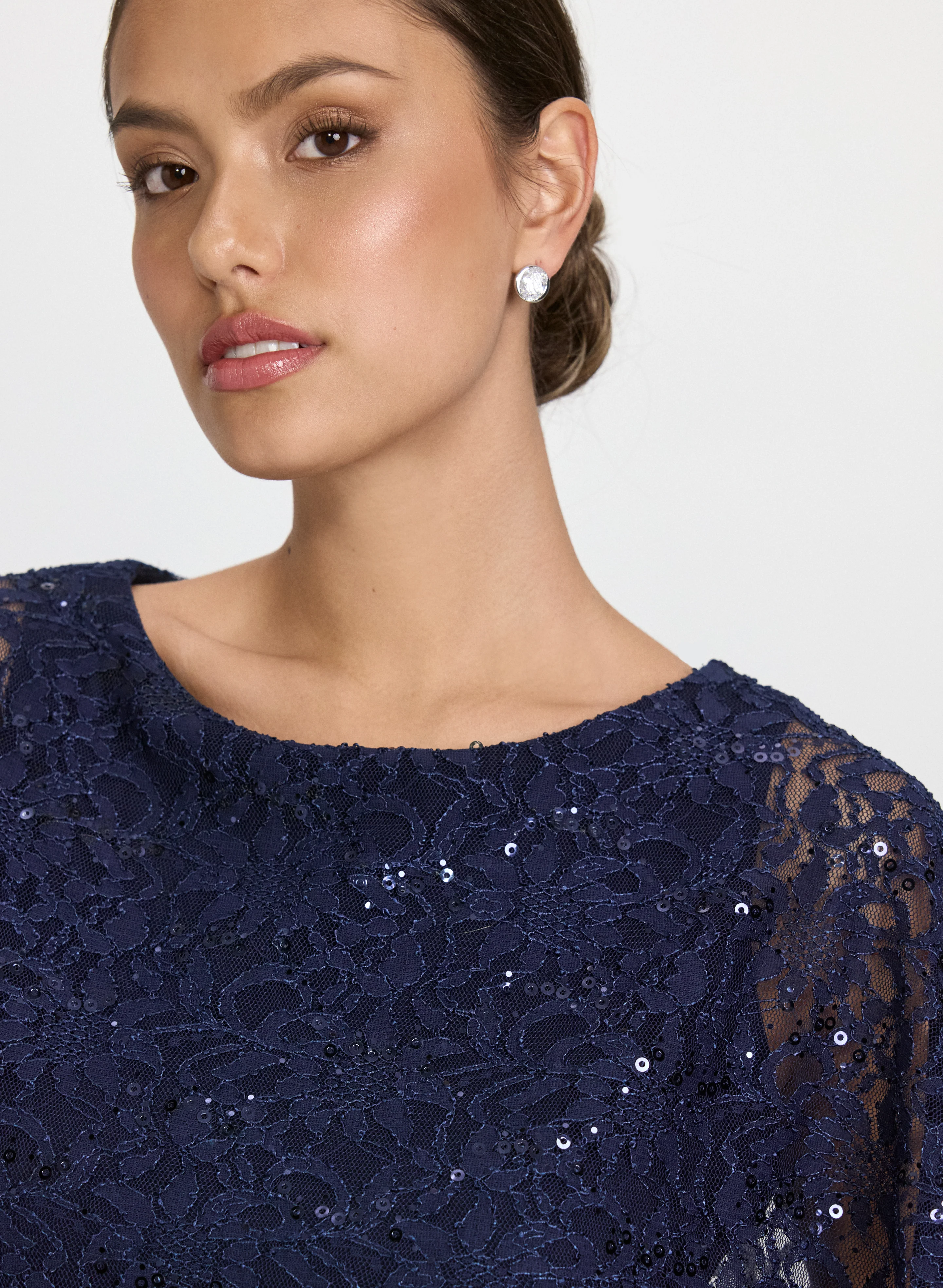 Compli K - Sequined Lace Capelet Dress - Image 2