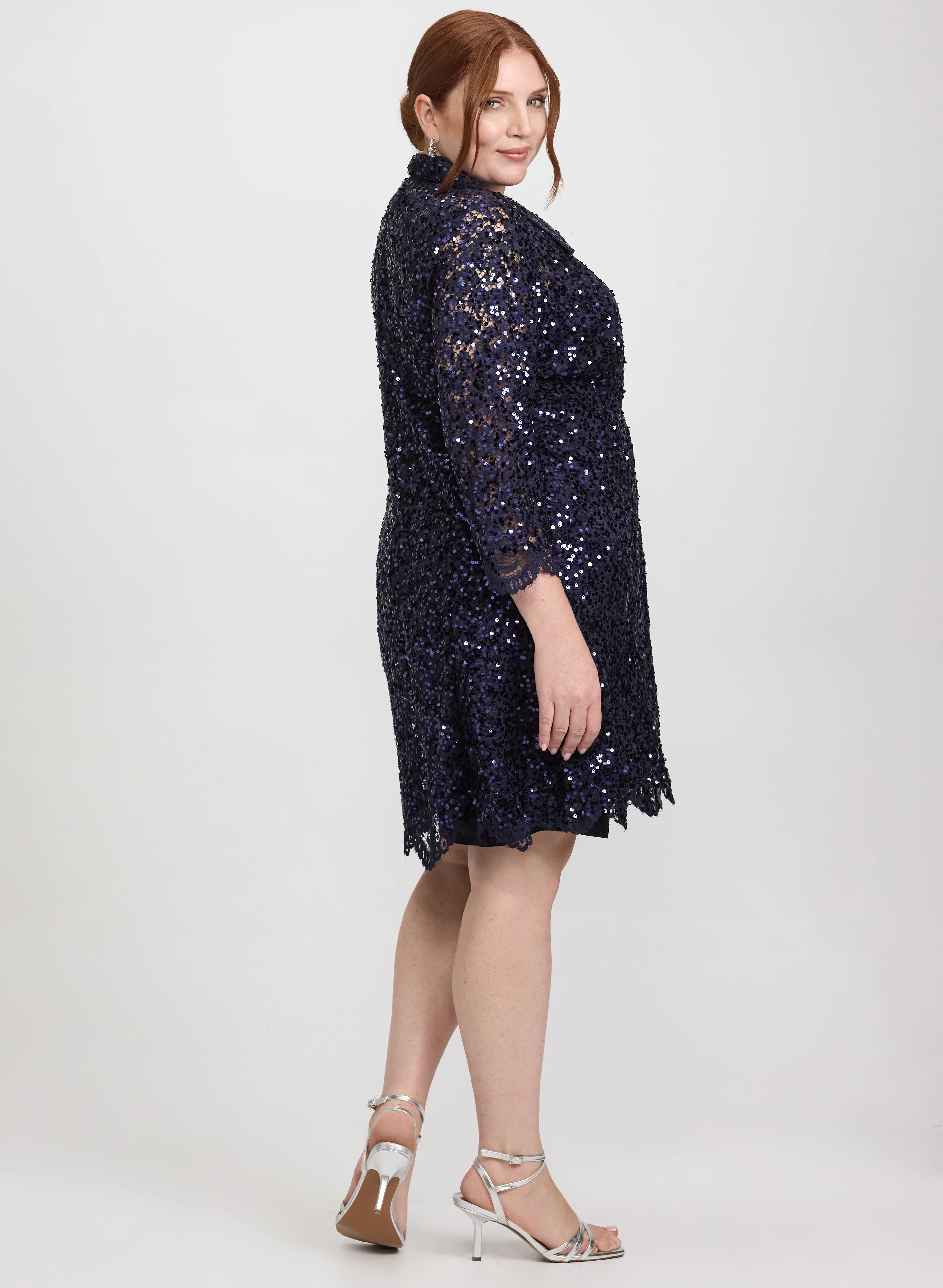 Sequined Lace Jacket & Dress Set - Image 3