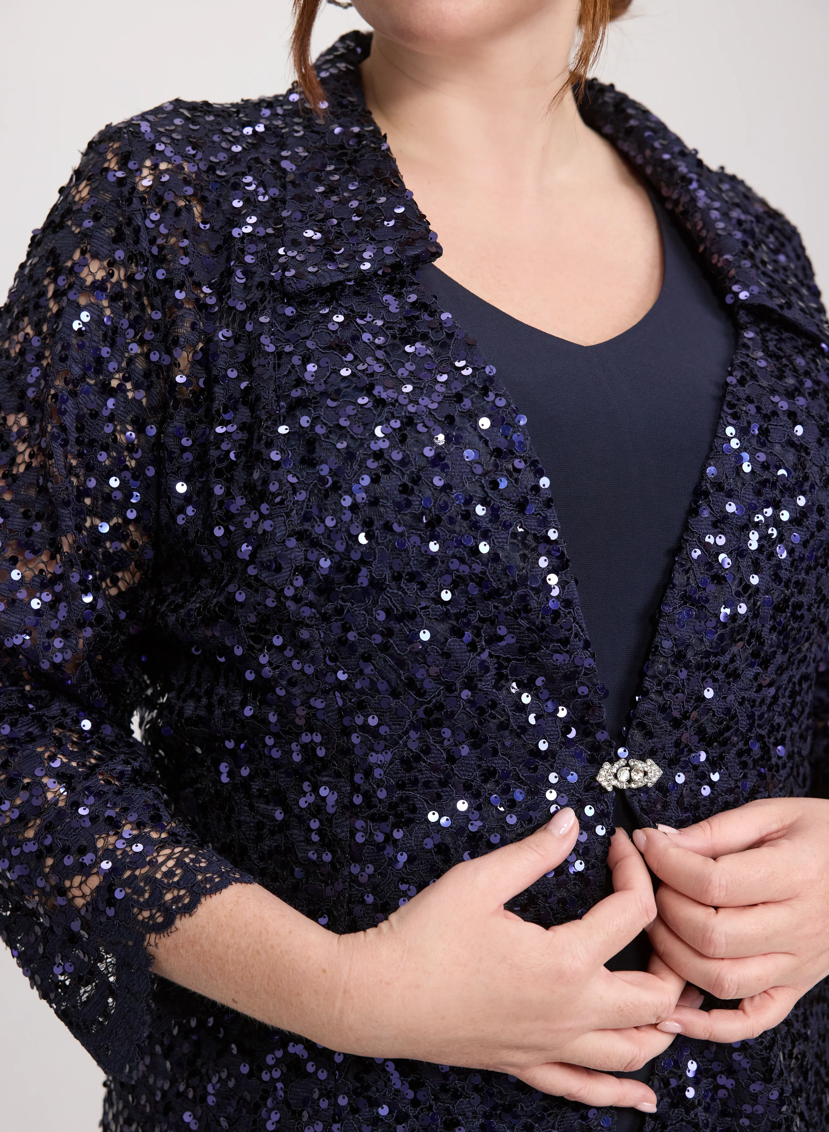 Sequined Lace Jacket & Dress Set - Image 4