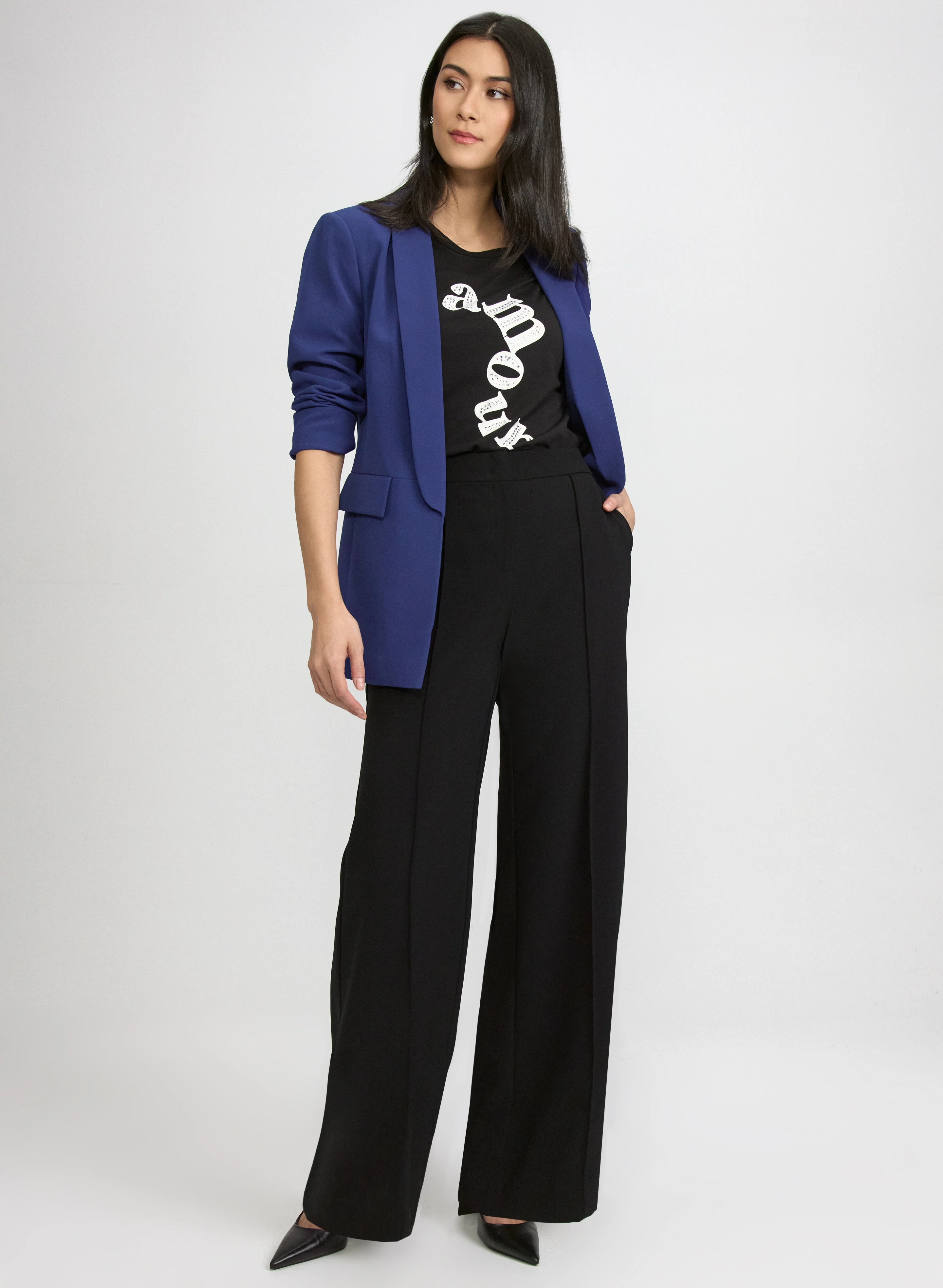 Shawl Collar Blazer & Olivia Wide-Leg Pants