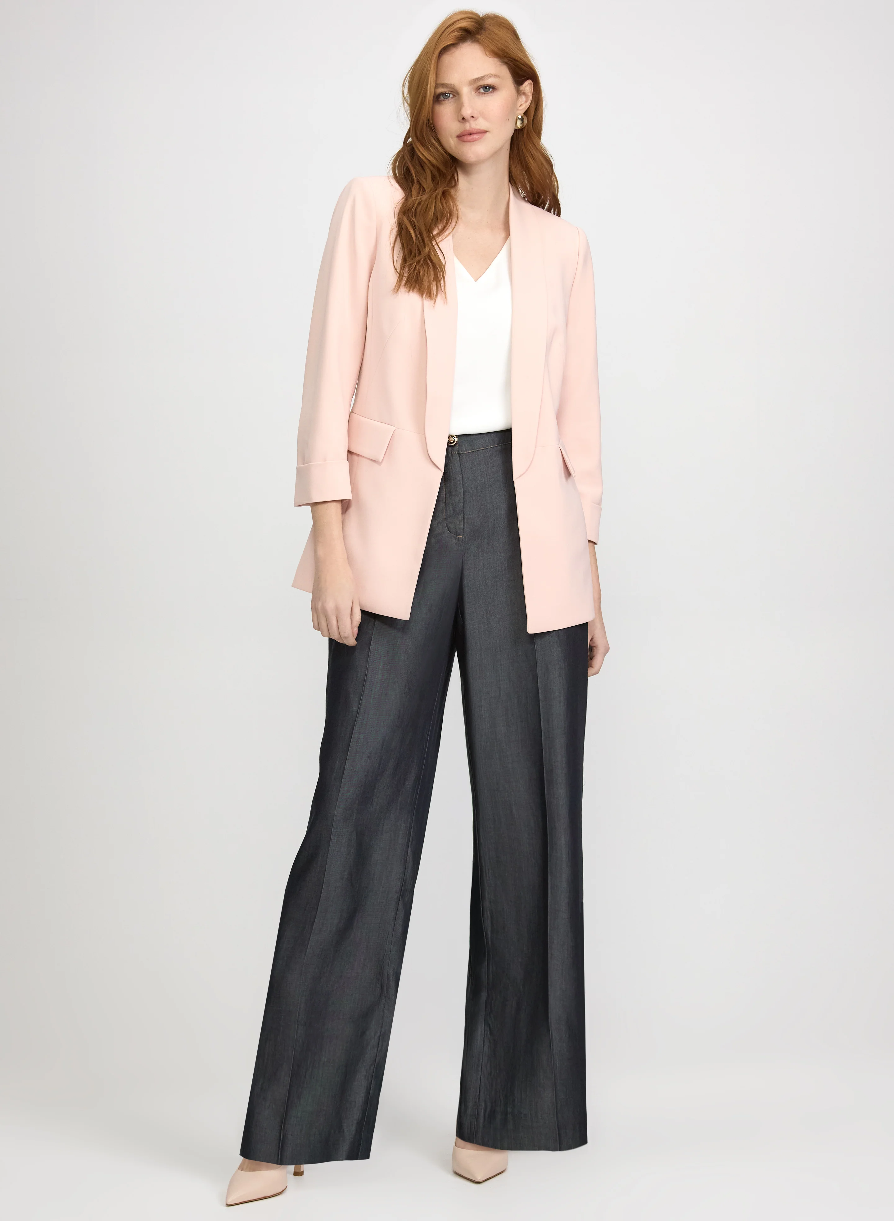 Shawl Collar Blazer & Olivia Wide-Leg Pants