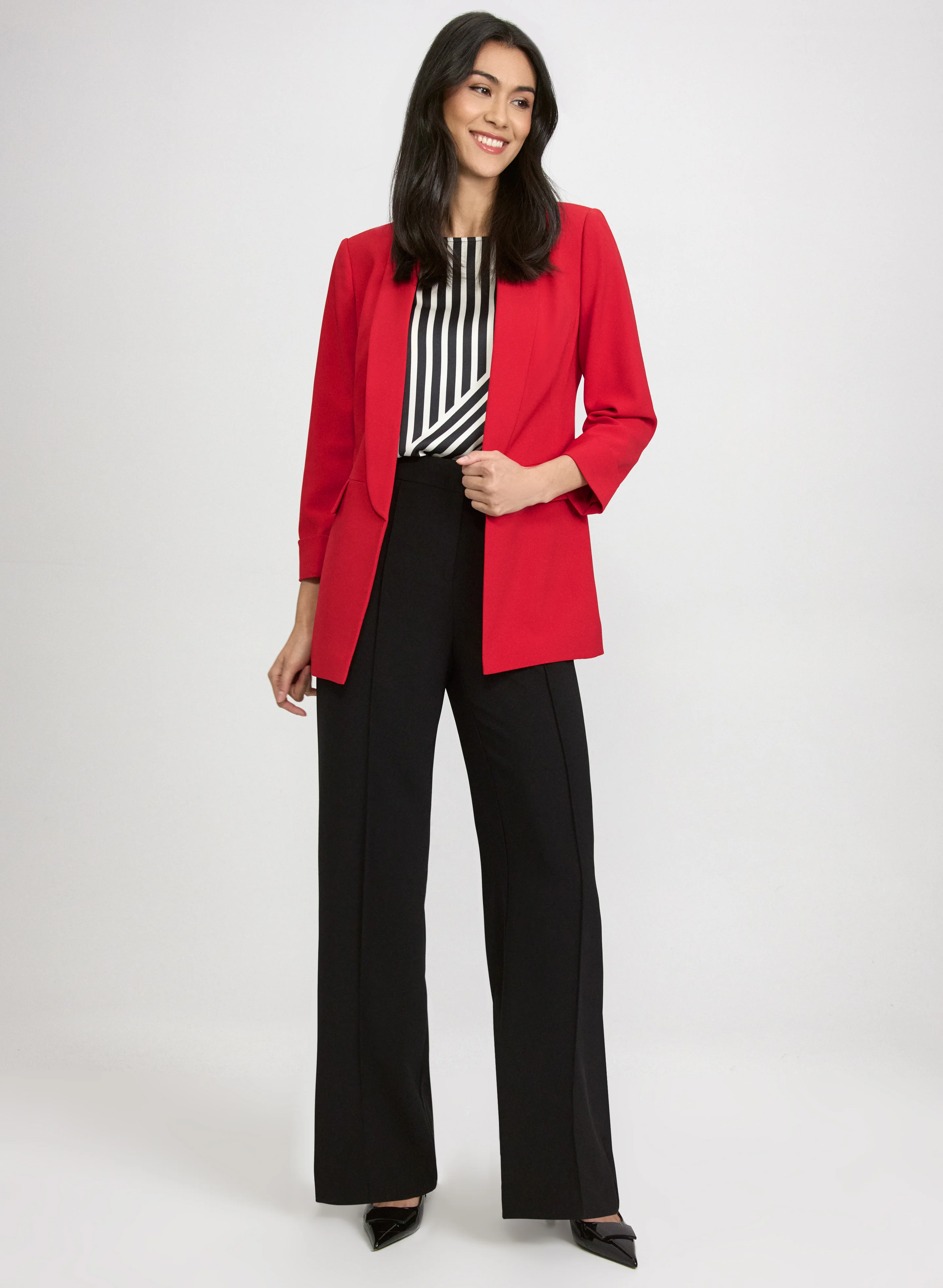 Shawl Collar Blazer & Wide-Leg Jeans
