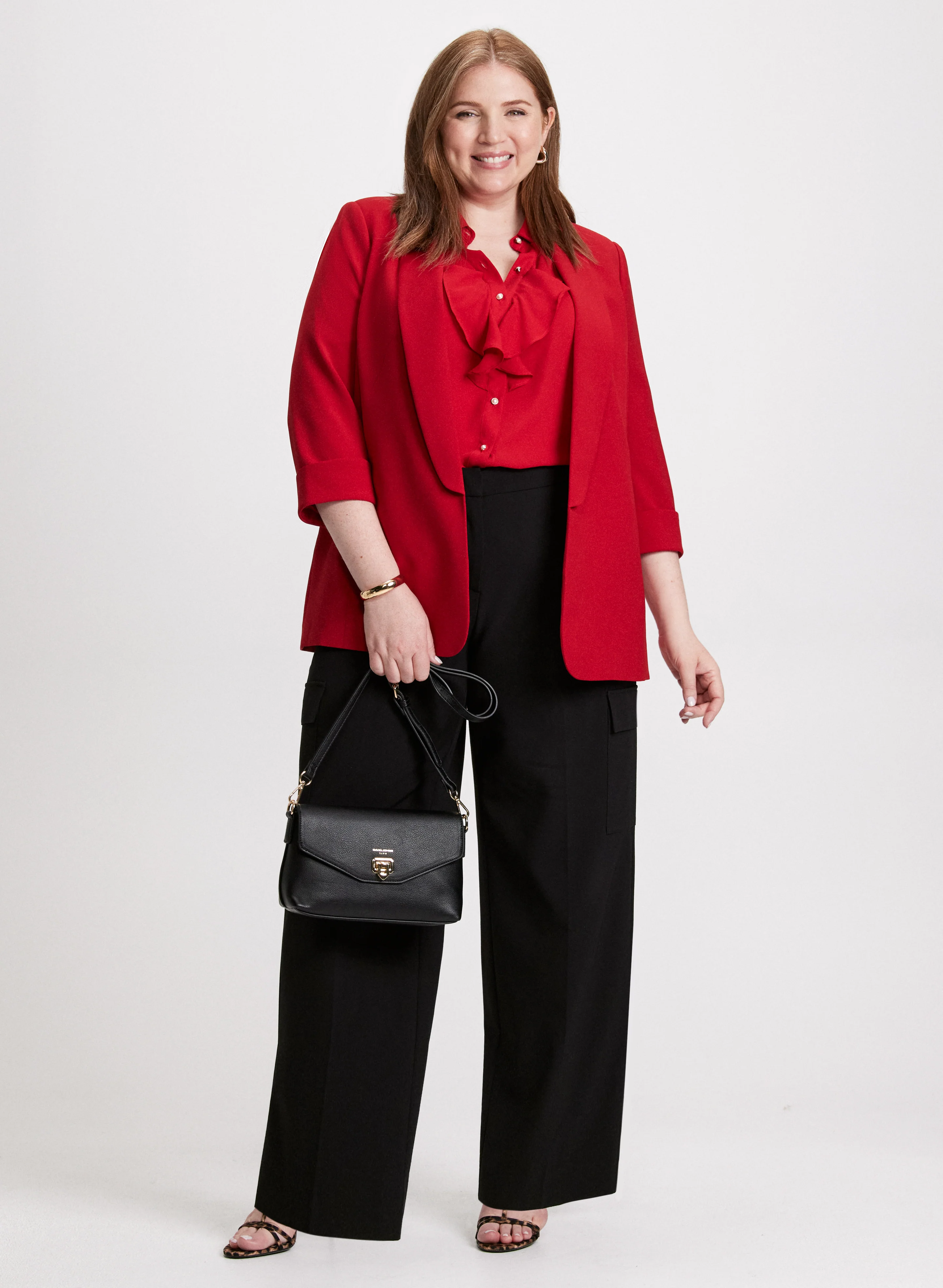 Shawl Collar Jacket & Wide Leg Cargo Pants