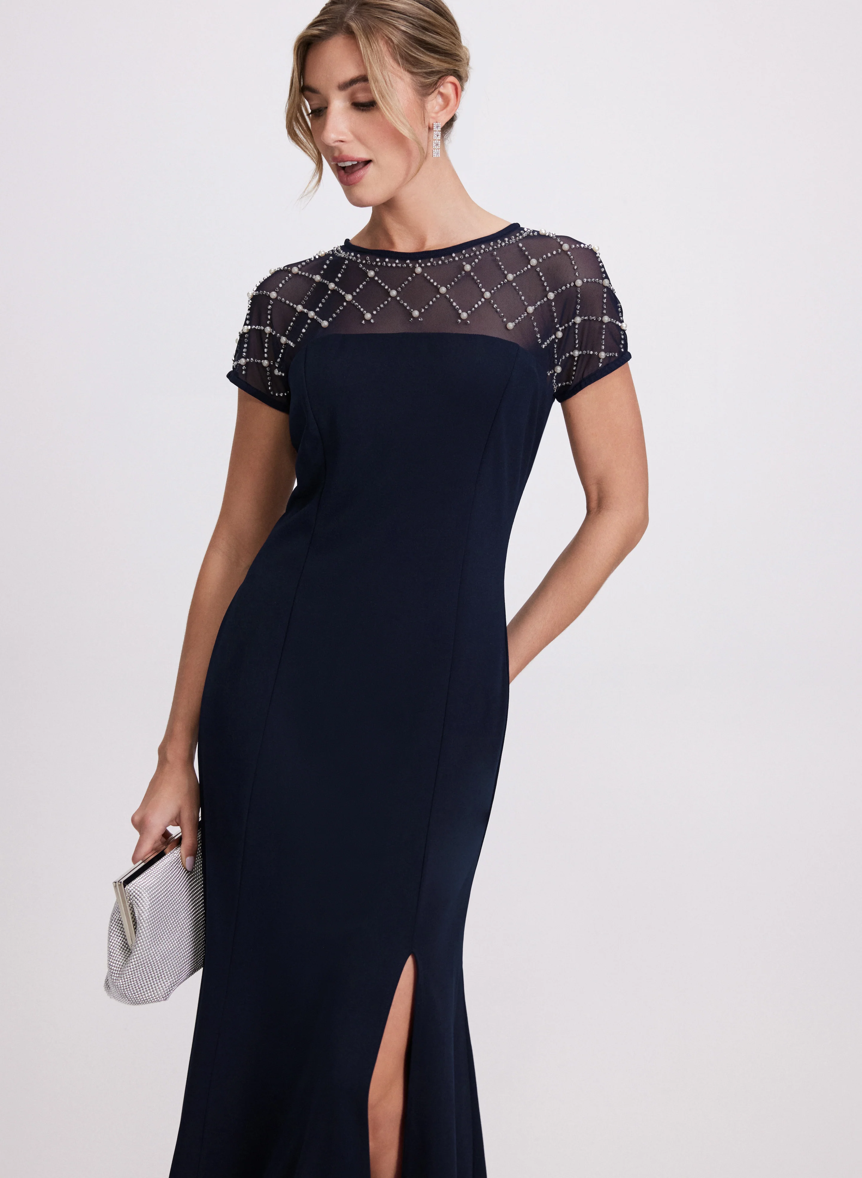 Sheer Beaded Yoke Dress - Image 7