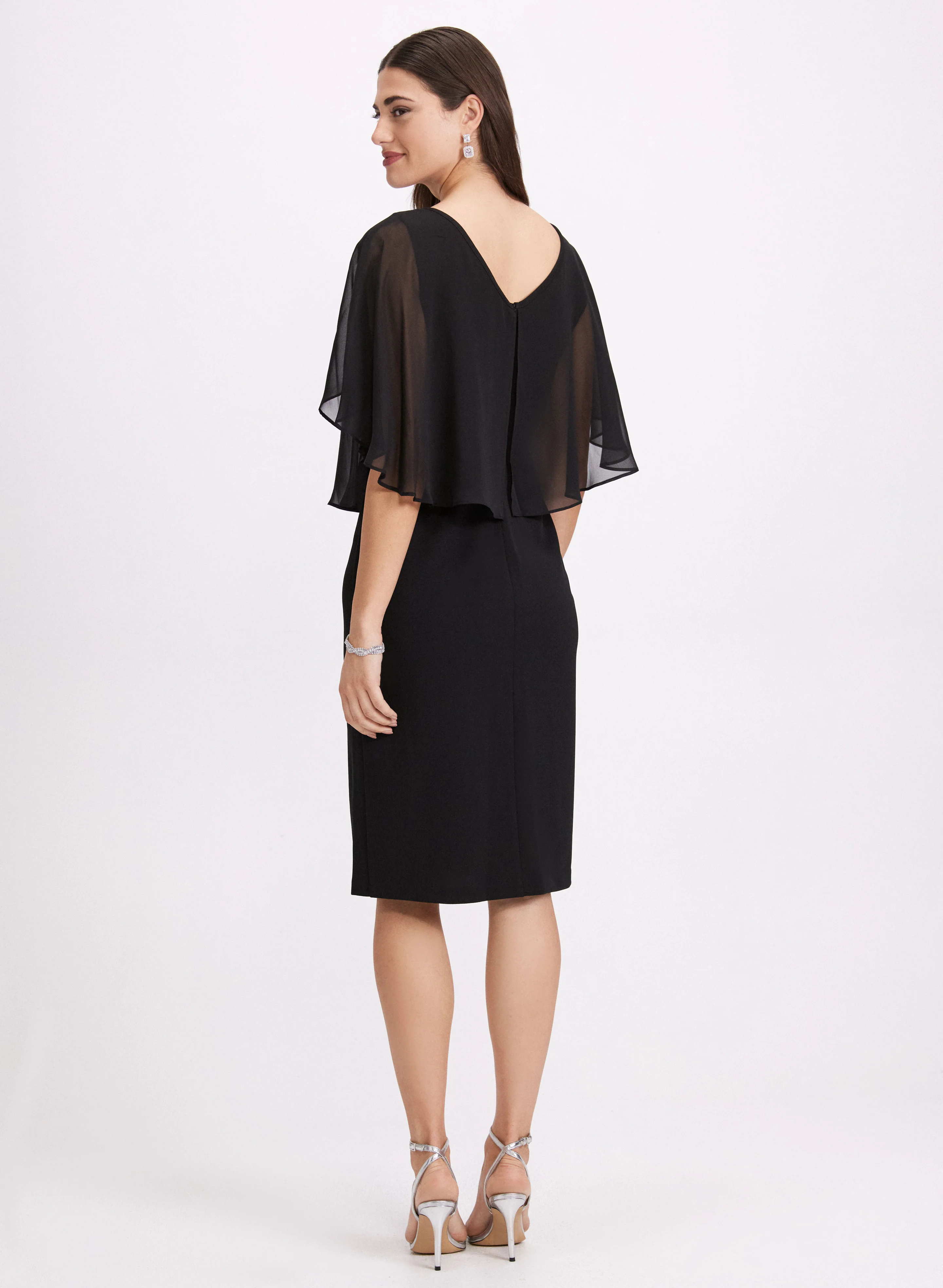 Sheer Capelet Overlay Dress - Image 2