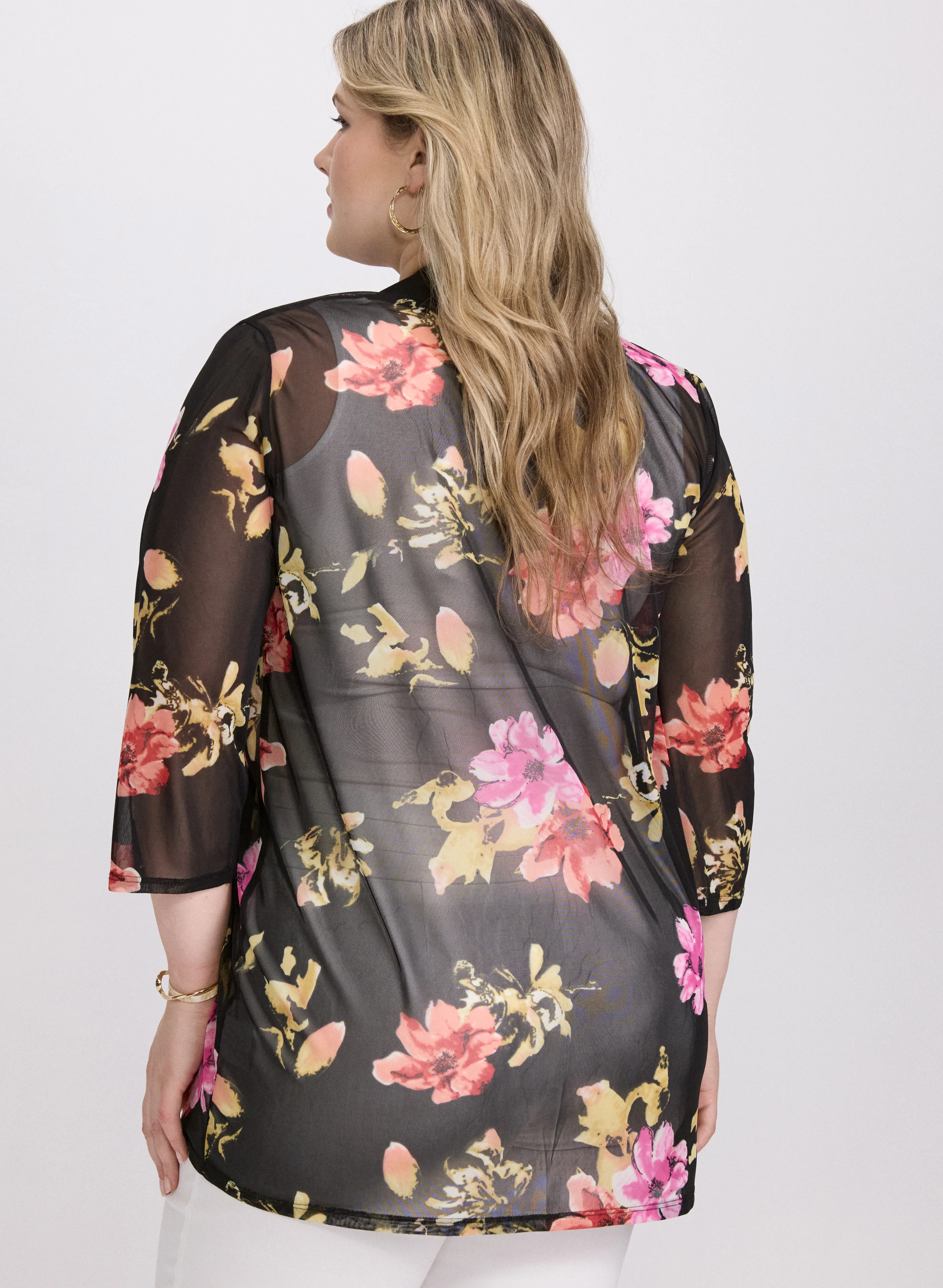 Sheer Floral Open Front Top - Image 4