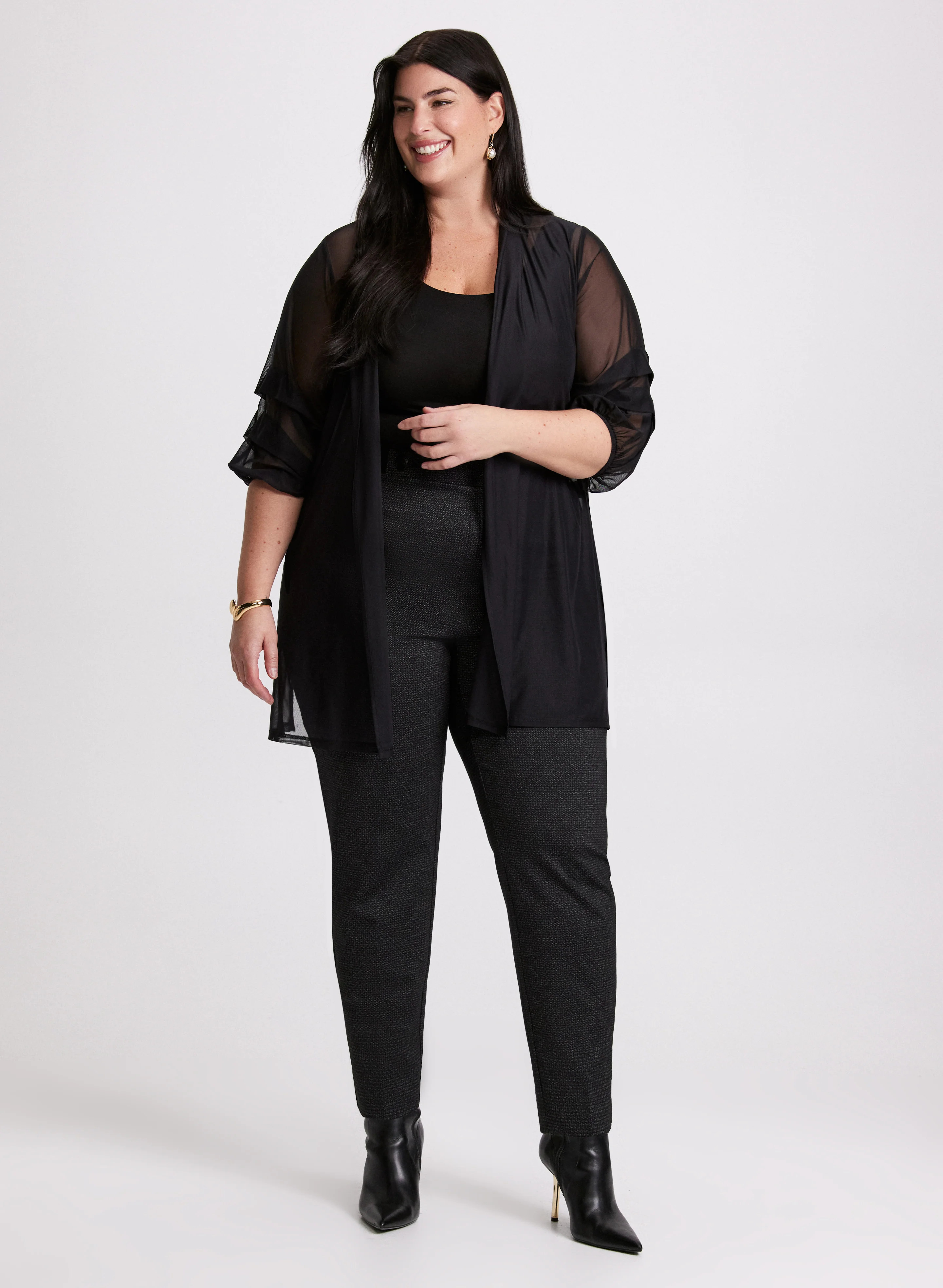 Sheer Pinched Sleeve Cardigan - Image 3