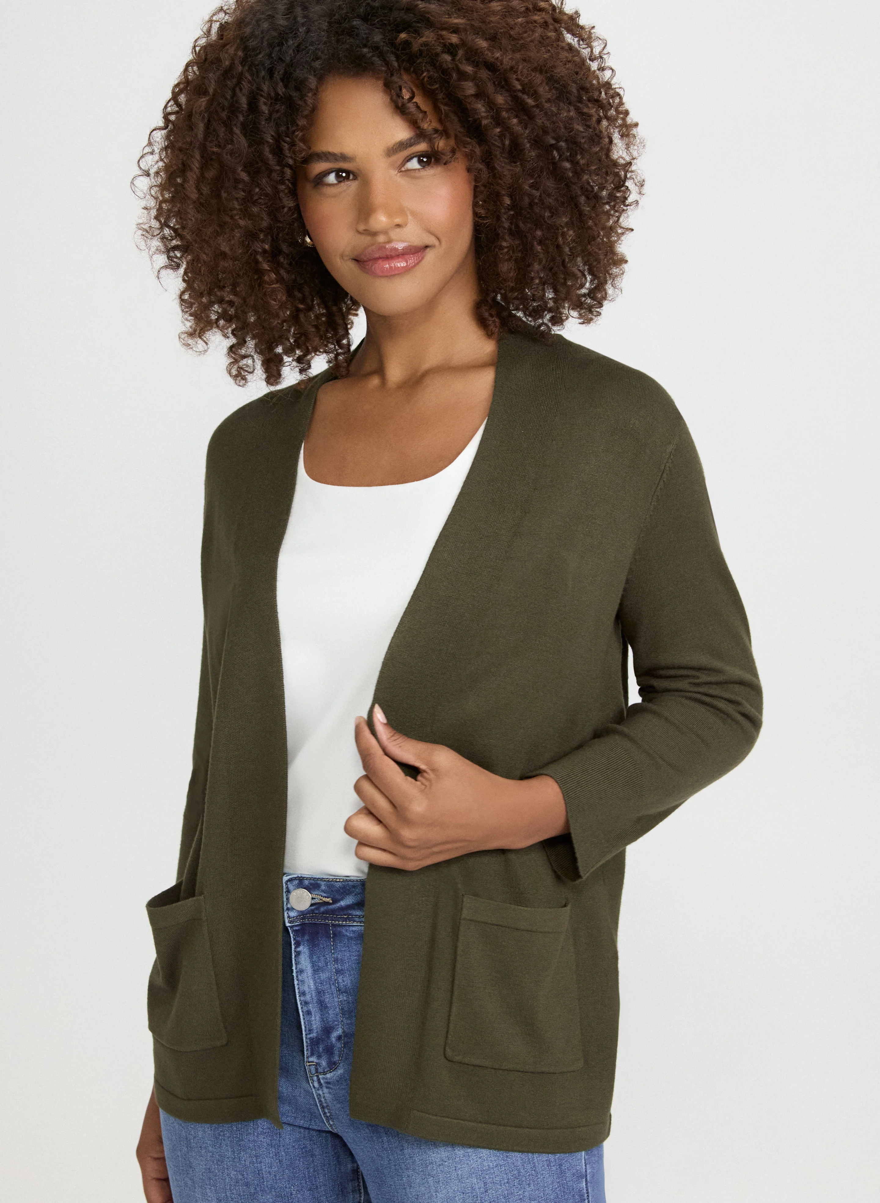 Short Open Front Cardigan