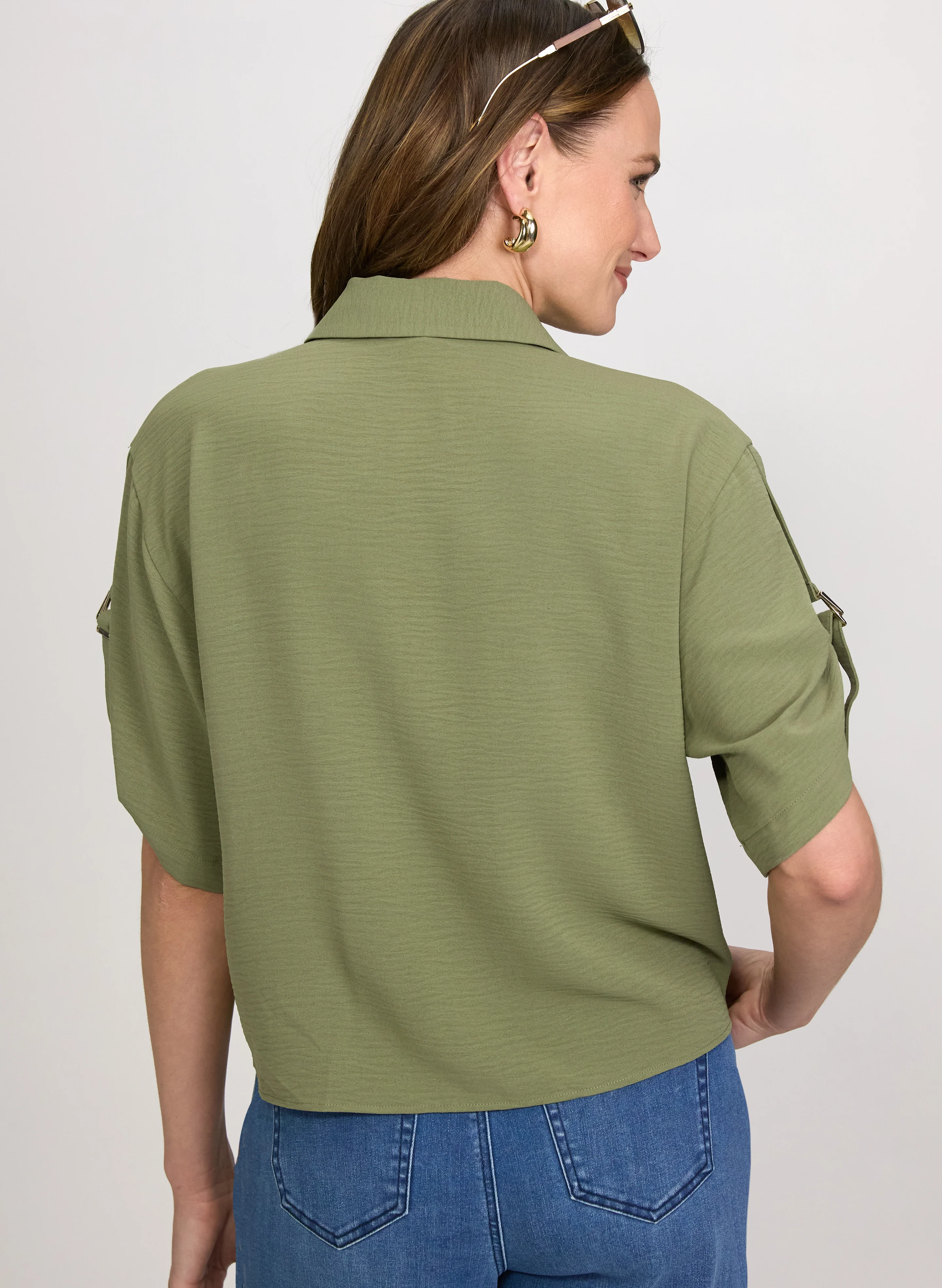 Short Sleeve Button-Down Blouse - Image 4