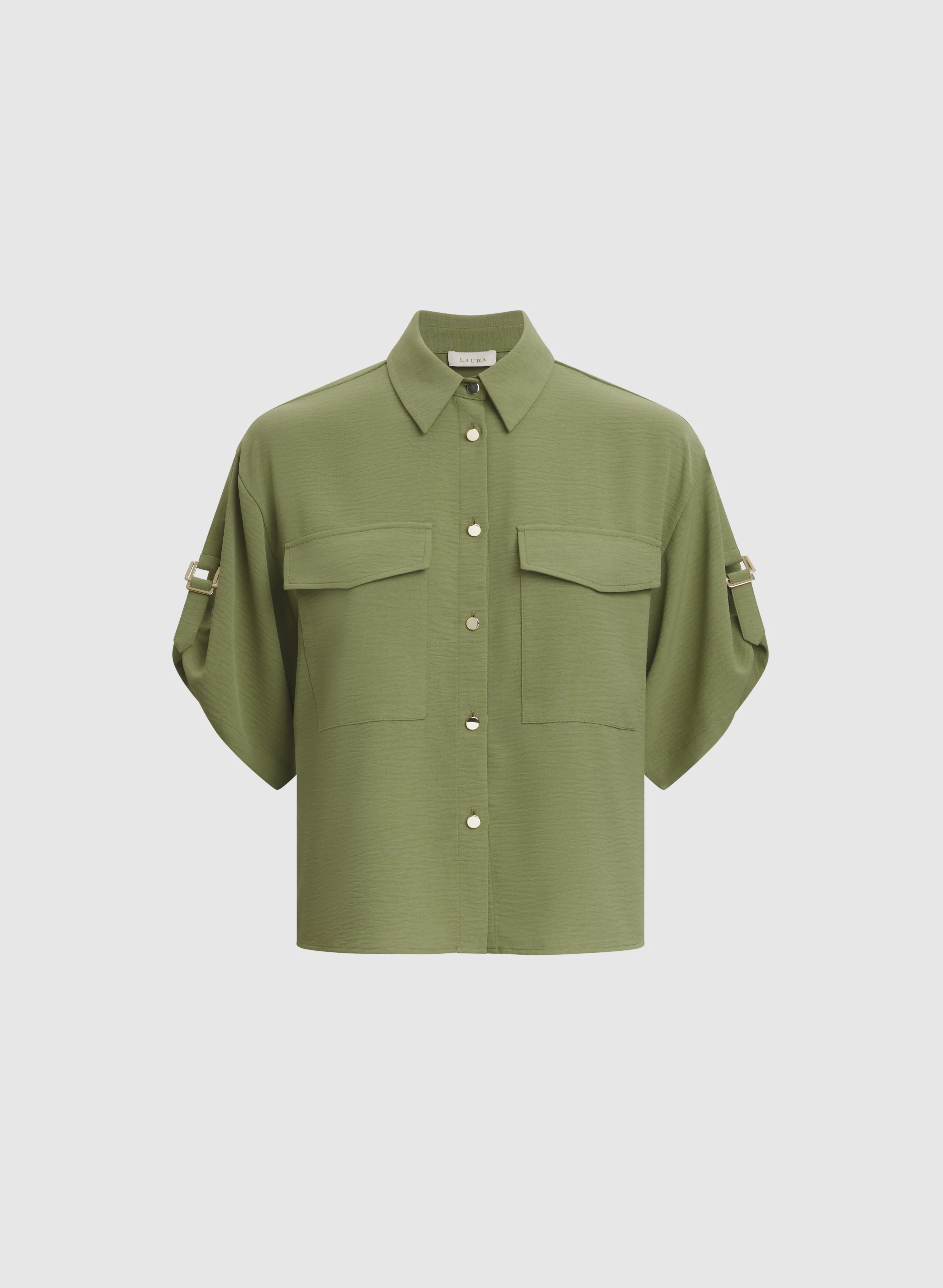 Short Sleeve Button-Down Blouse - Image 7