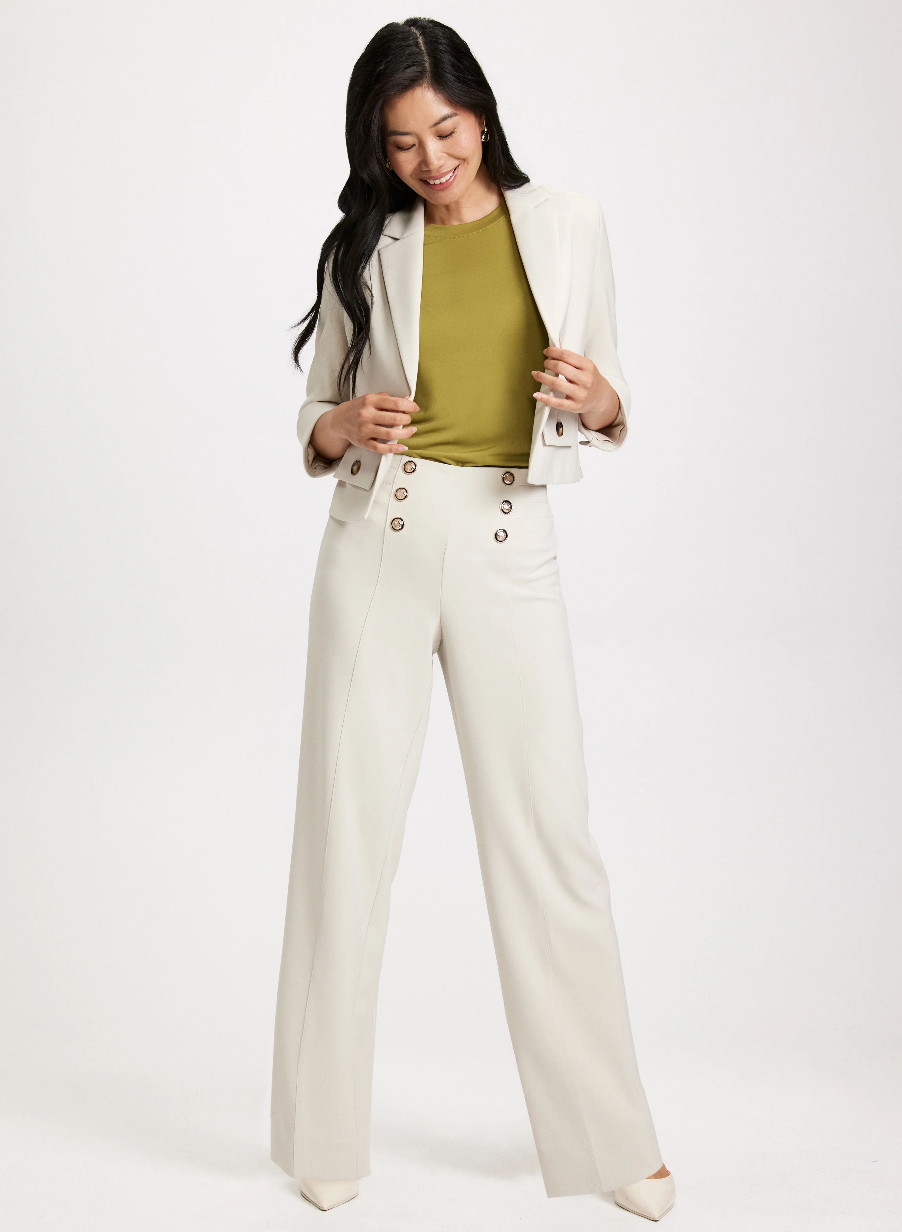 Short Twill Jacket & Wide Leg Pants