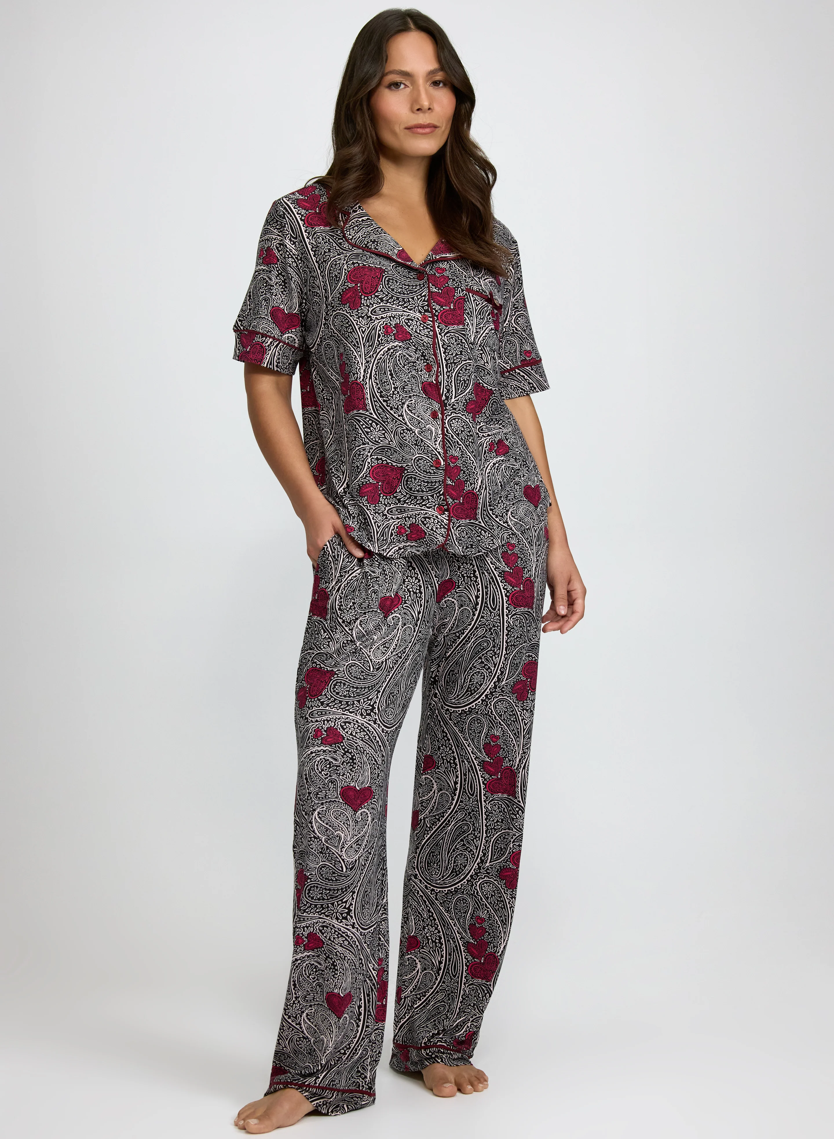 Simon Chang - Paisley Contrast Pyjama Set