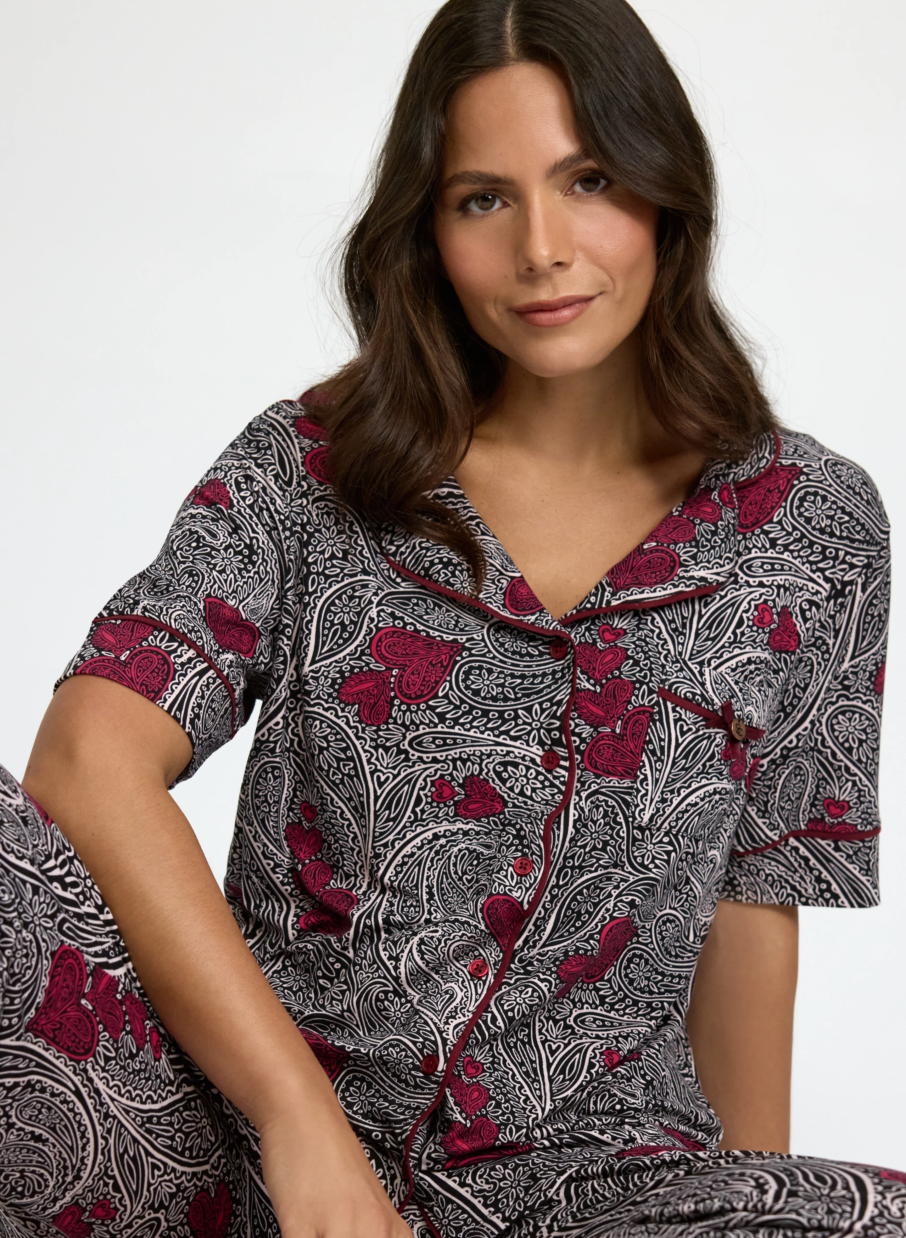 Simon Chang - Paisley Contrast Pyjama Set - Image 3