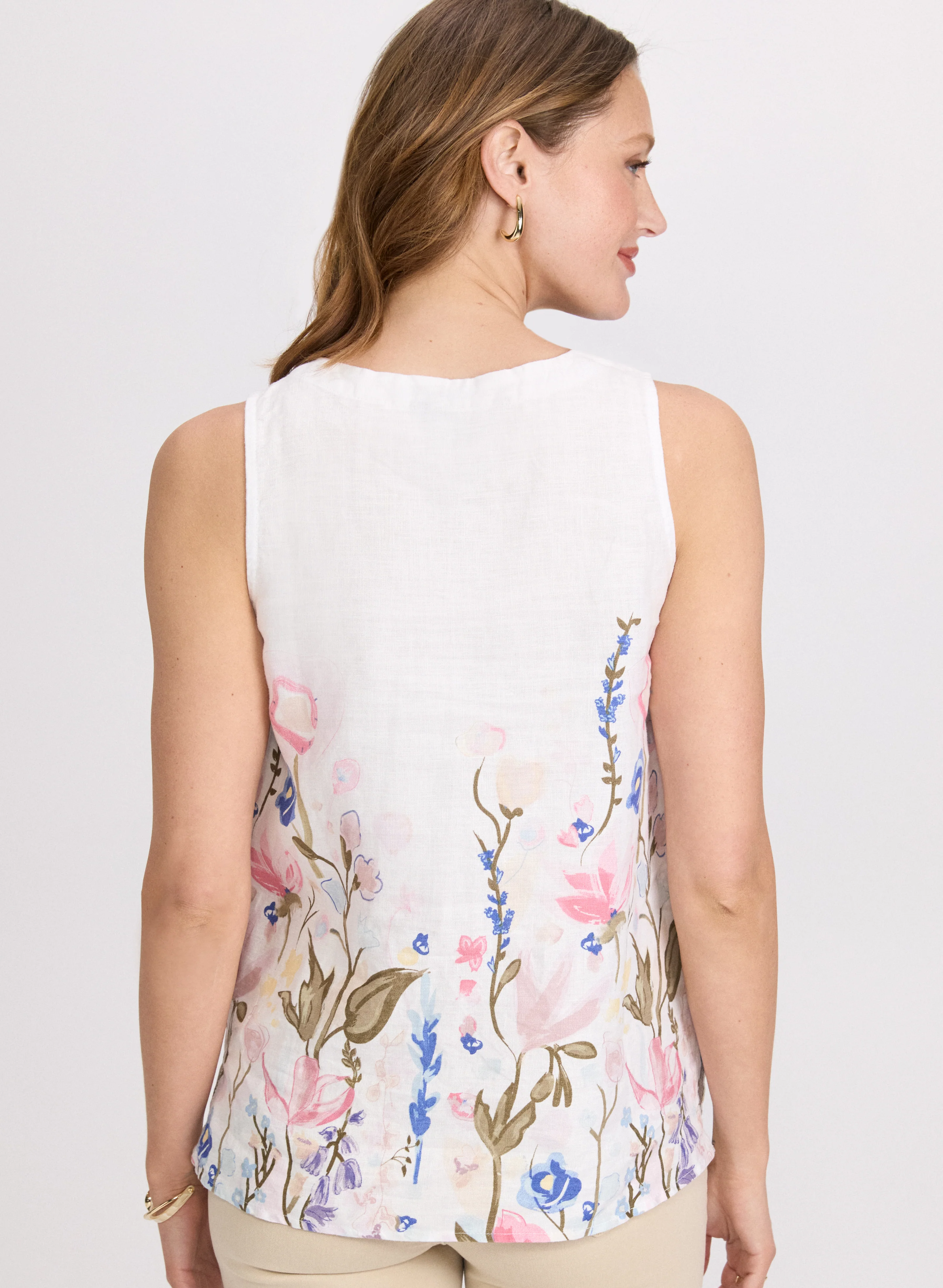Charlie B - Sleeveless Floral Linen Blouse - Image 4