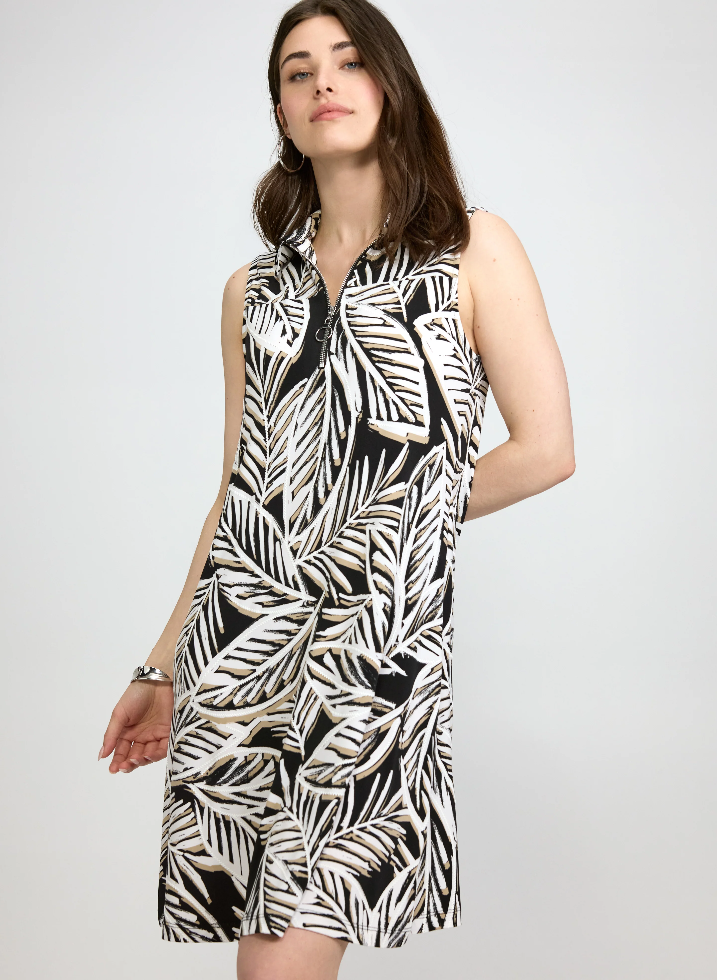 Sleeveless Leaf Print Dress - Image 5