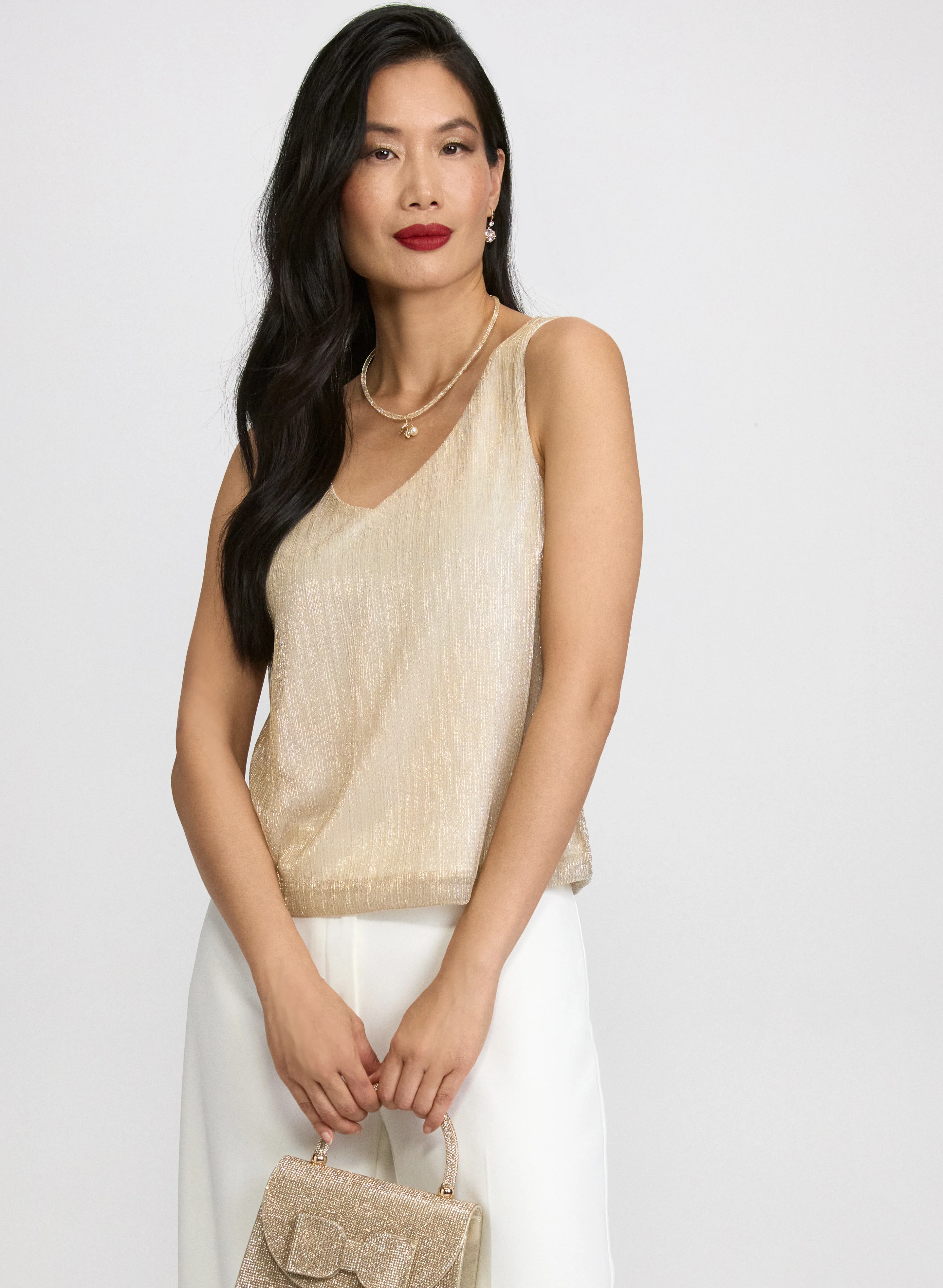 Sleeveless Metallic Top
