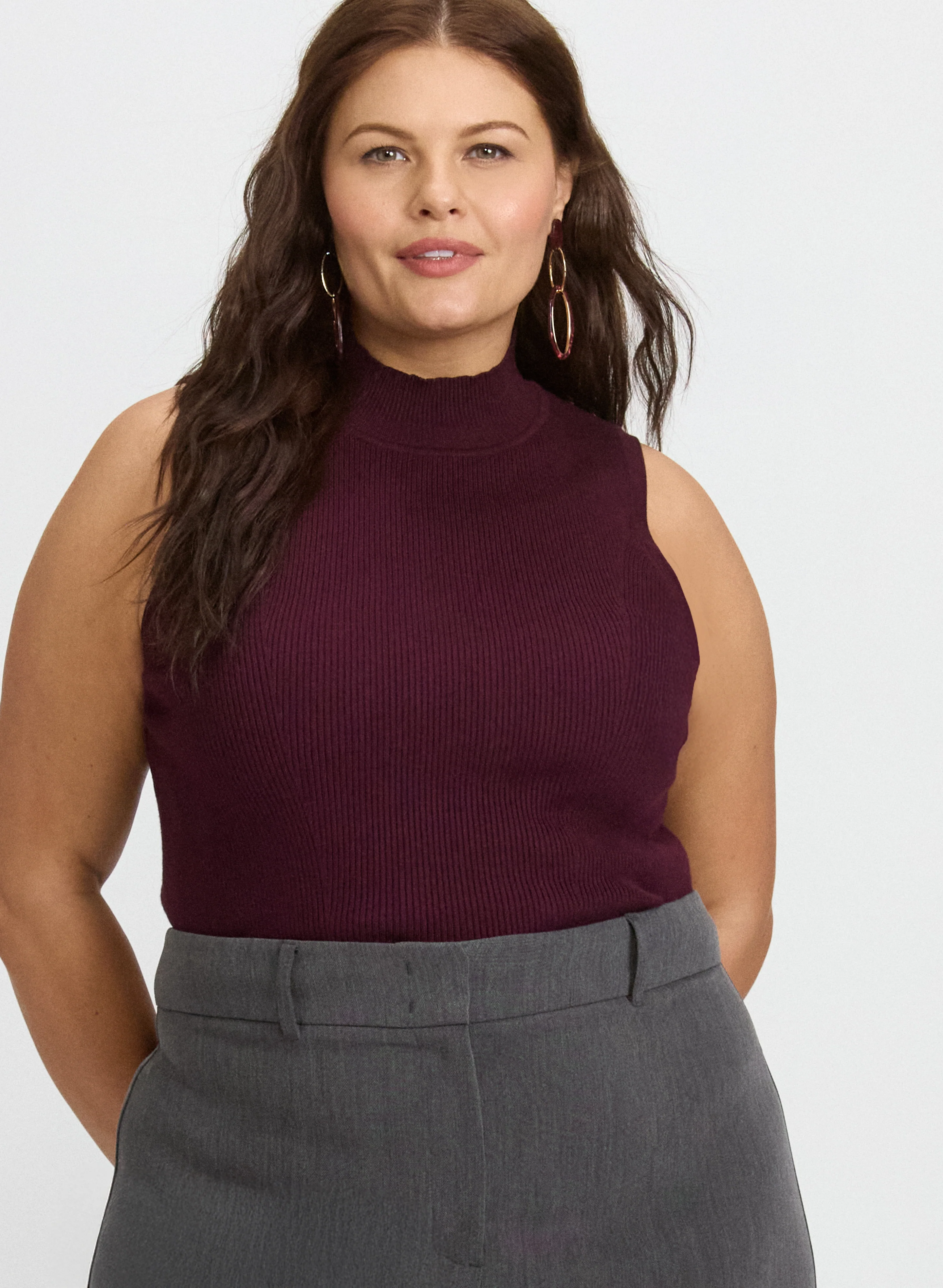 Sleeveless Mock Neck Knit