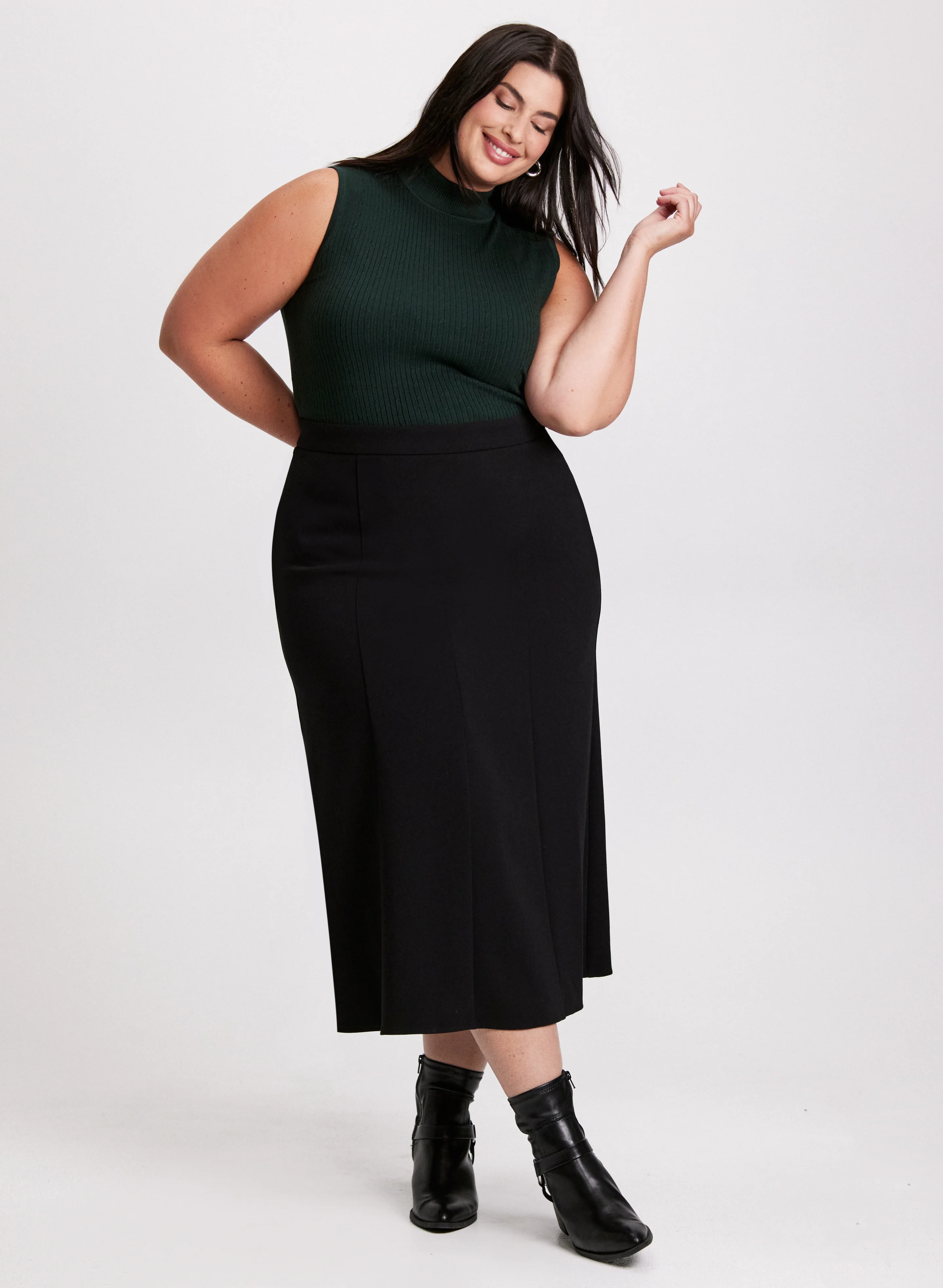 Sleeveless Mock Neck Top & Midi Skirt