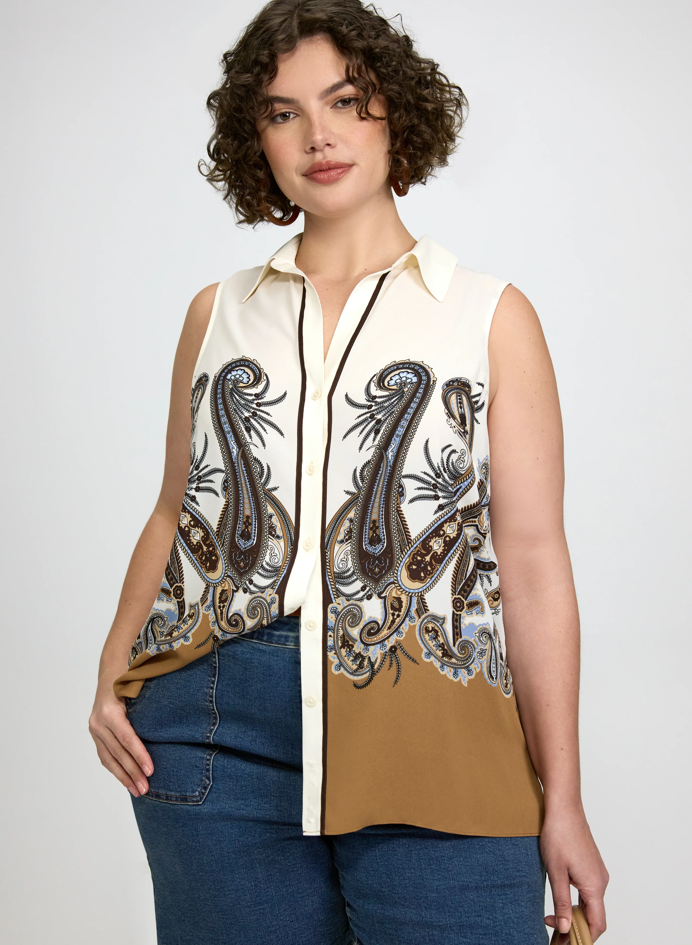 Sleeveless Paisley Blouse
